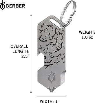 Gerber Gear Shard 3-in-1 Multitool, Clips to Pocket with Bottle Opener, Package Opener, and Cross Driver, EDC Gear for Everyday Carry, Silver - Antler