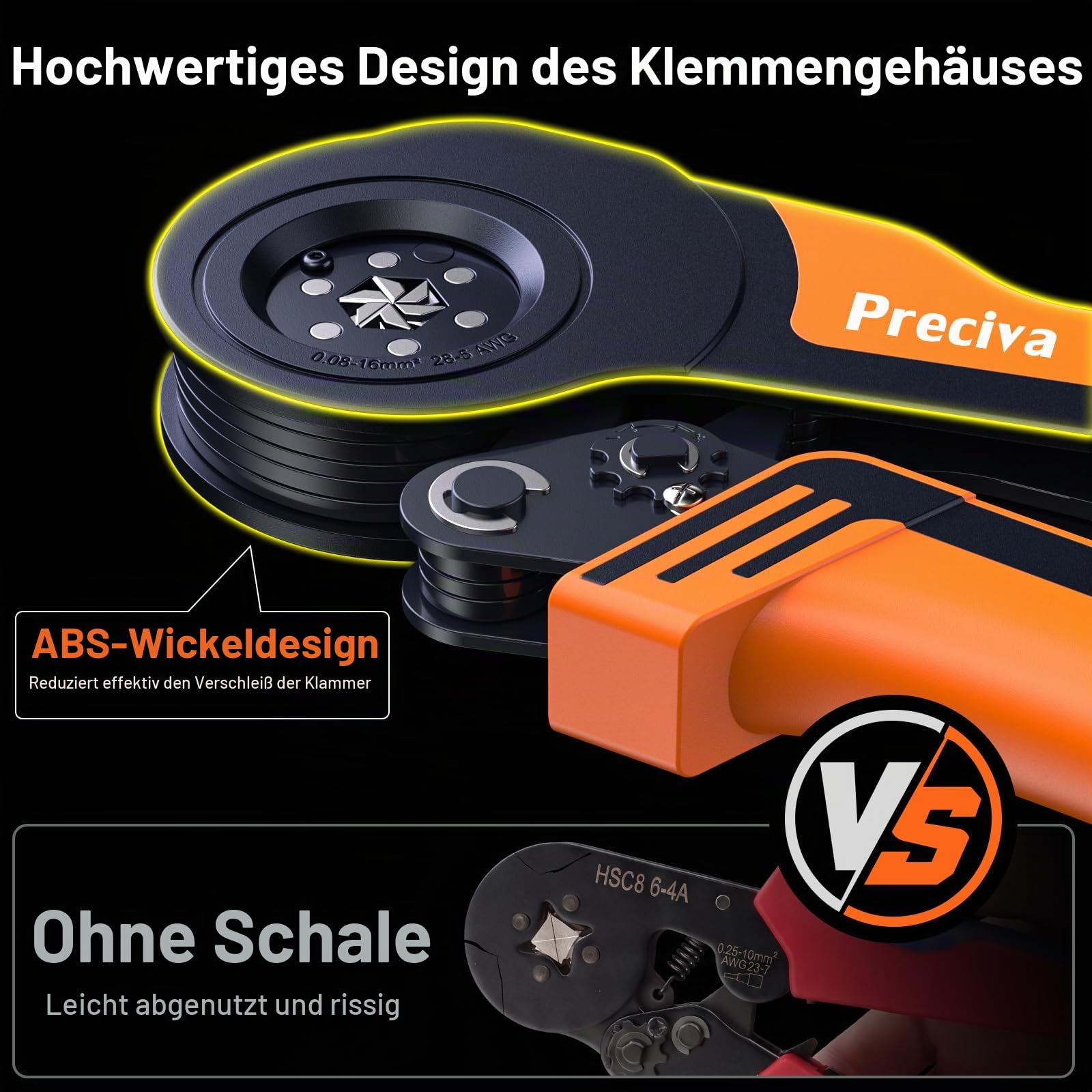 Preciva 0.08-16mm² Sechskant Crimpzange mit Aderendhülsen Set