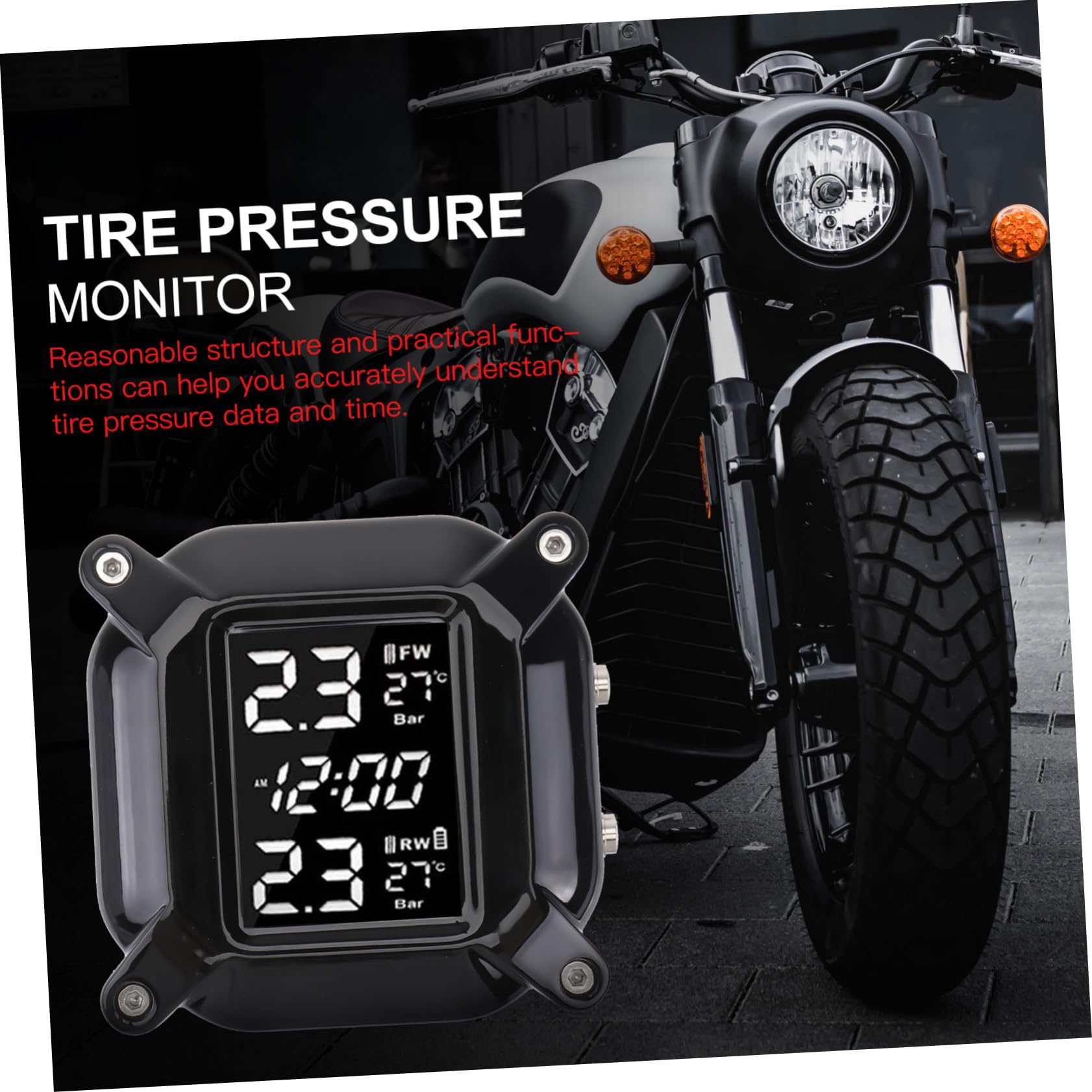 Toyvian Sensor de Presión de Neumáticos Monitoreo en Tiempo Real para Motocicleta para Control Exacto y Seguro y Material de Plástico Resistente