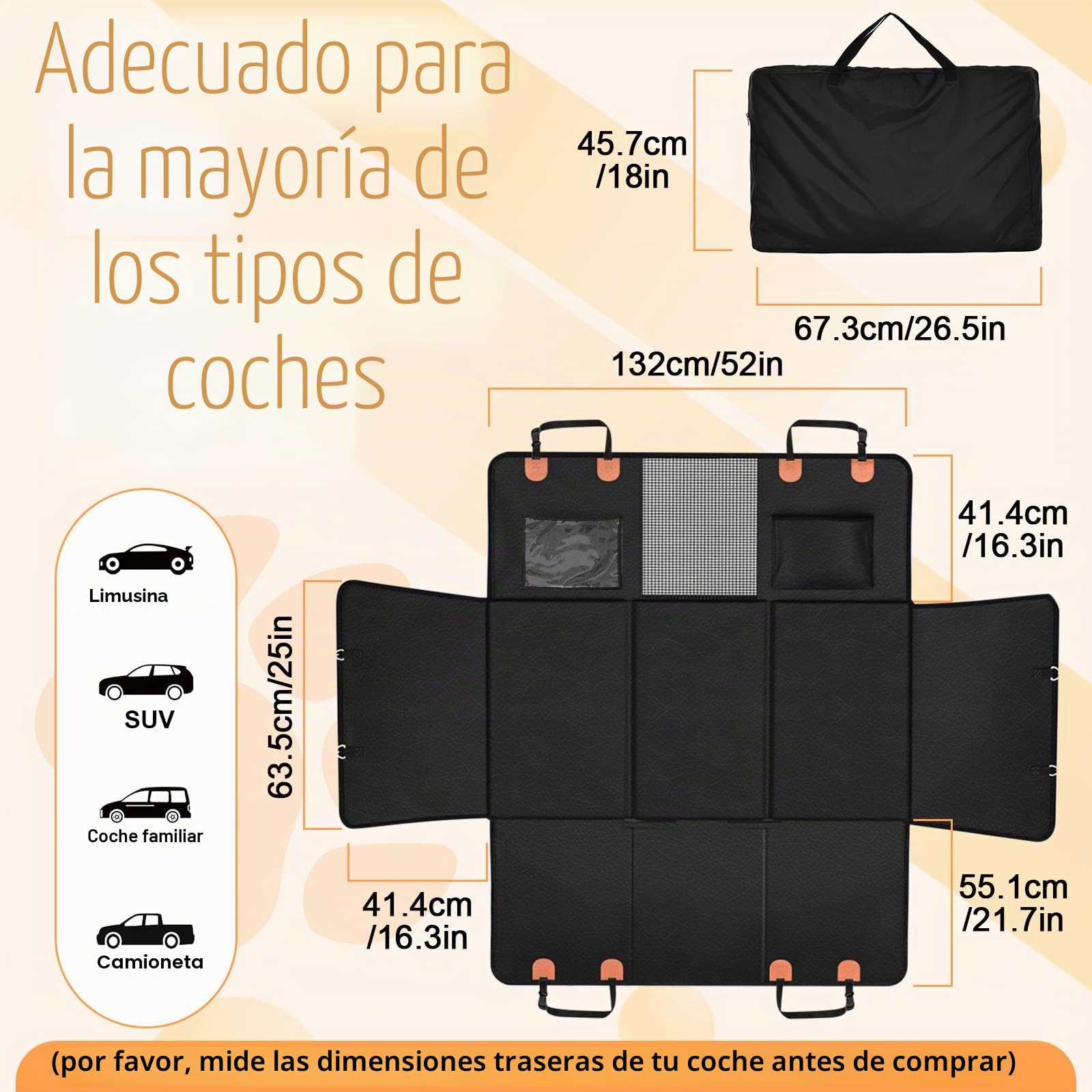 Manta para perros para asiento trasero de coche, asiento trasero de coche | ampliada, cubierta para asiento trasero de perro, impermeable y resistente a los arañazos, con protección lateral