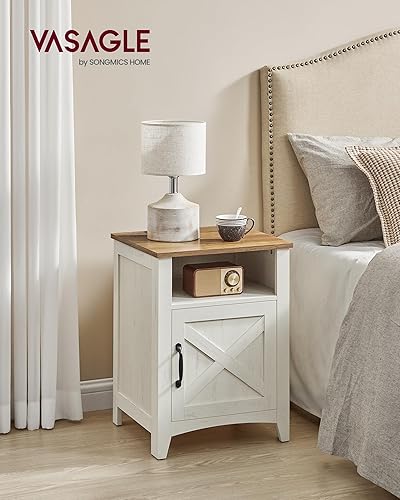 Miniatura 2 de VASAGLE Mesita de noche de granja con puerta de granero, juego de 2, mesita de noche con almacenamiento, mesa auxiliar lateral, mesita de noche con