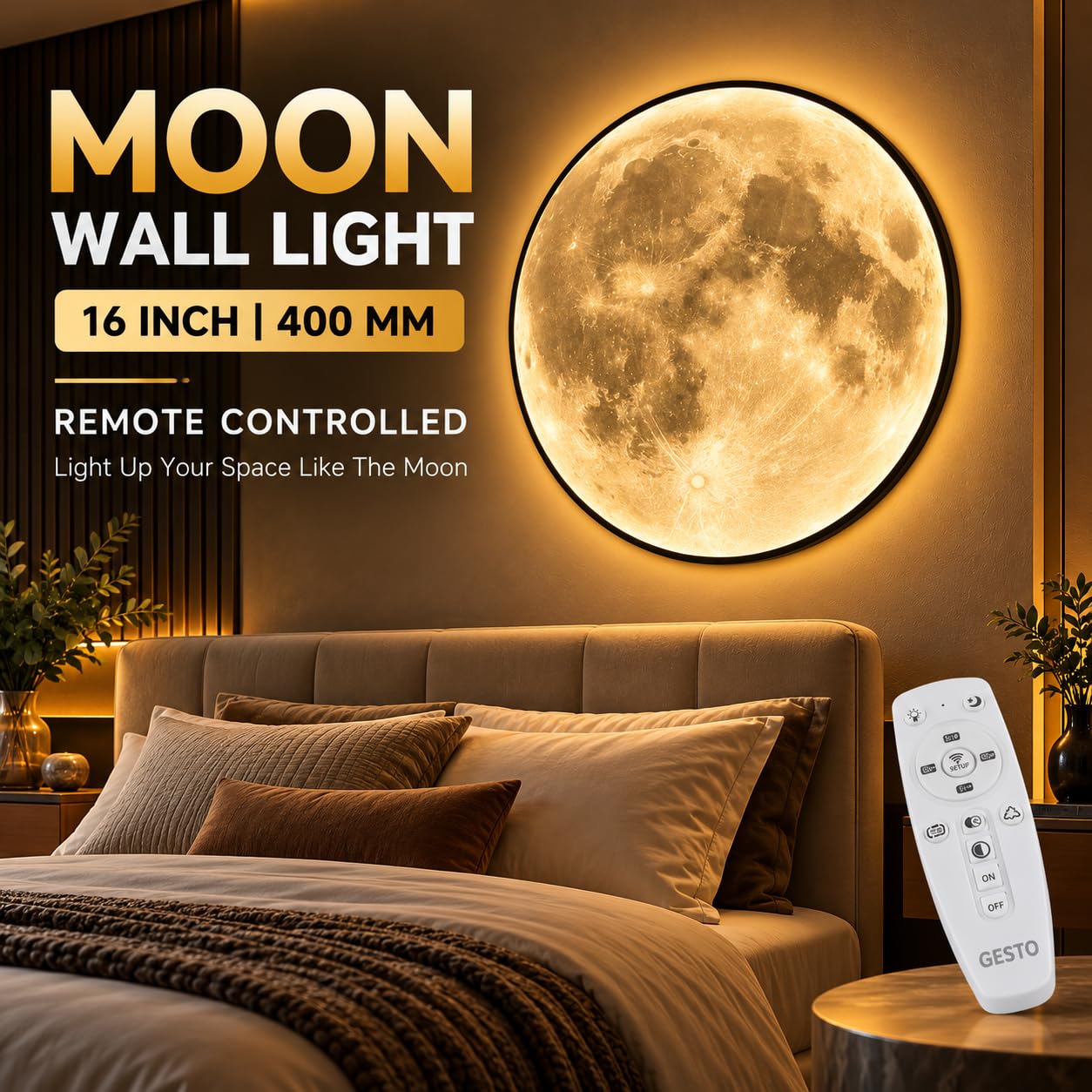 Gesto 16" Moon Wall Light - Realistic LED Decor -5 Gesto 16" Moon Wall Light - Realistic LED Decor -5