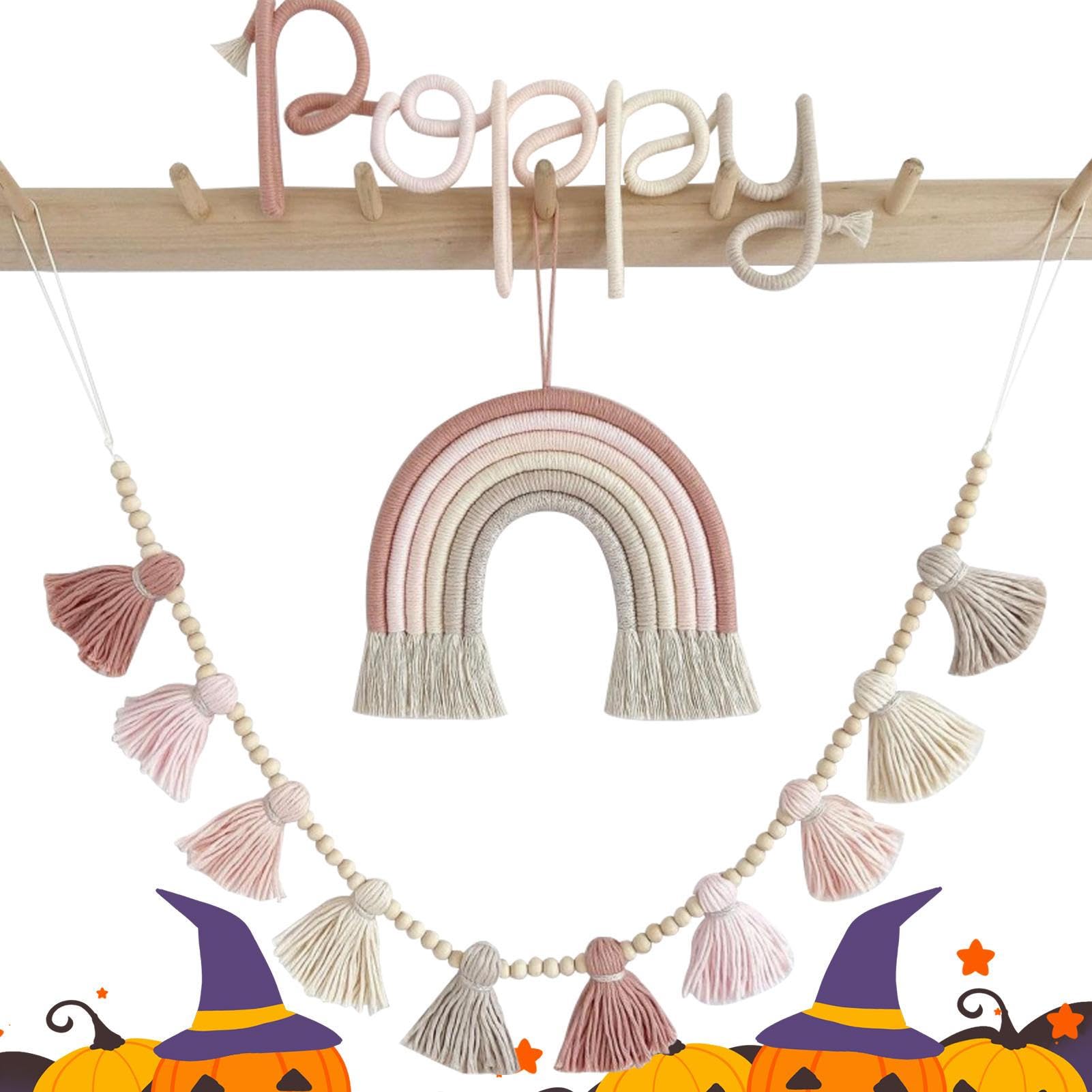 CRAFTYMELODY 2 Stück Regenbogen Wandbehang - Handgewebt Aus Baumwolle Mit Quaste