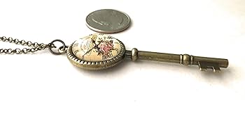 Amazon.com: Key Necklace with Vintage Floral Image