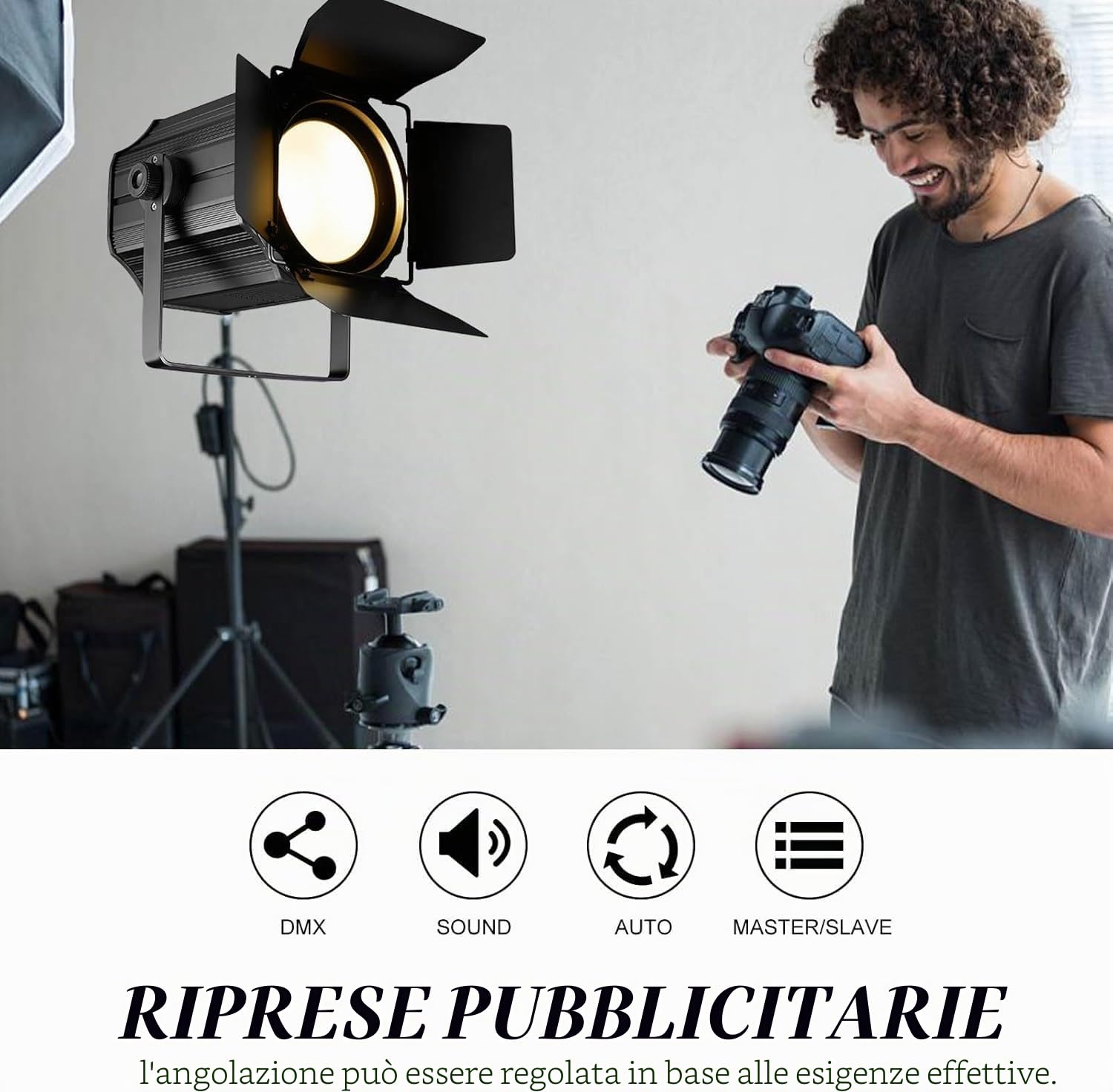 200 W COB Par LED Proiettore da palco con otturatori dimmerabili, 3500 a 7500 K 2 in 1 illuminazione da scena DMX/modalità master-slave luce per feste DJ, chiesa, concerto, matrimonio