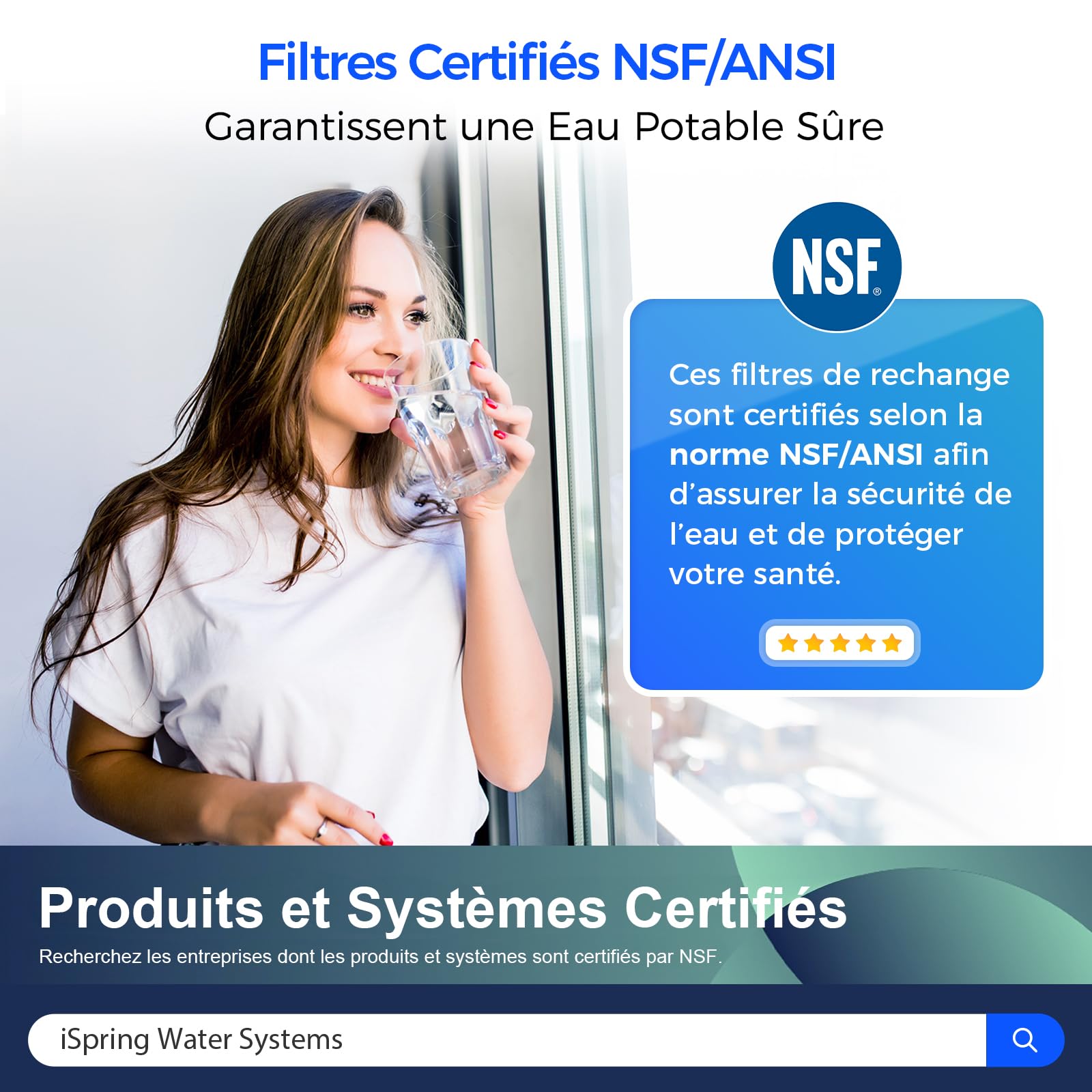 iSpring F7-GAC pour Systèmes d'Osmose Inverse à 5 Étapes Standard 1 an de Rechange pour Cartouche Filtrante, 7 Unités (lot de 1), Blanc