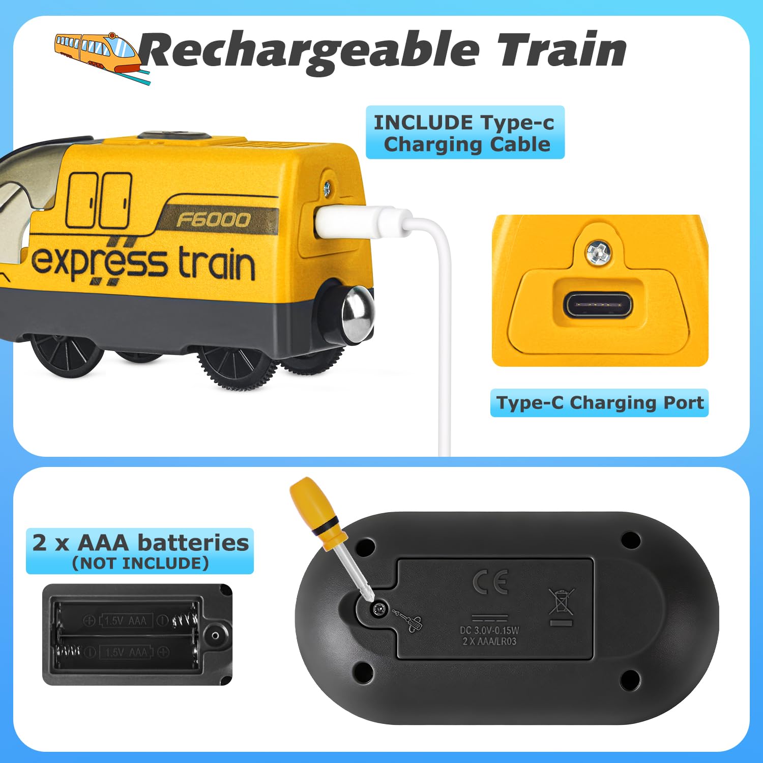 Electric Remote Trains Toy for Wooden Track Remote Control & Motorized Train with 4 Sound and Light Effects for Kids 3 4 5+ Years Old Boys Girls - Image 4
