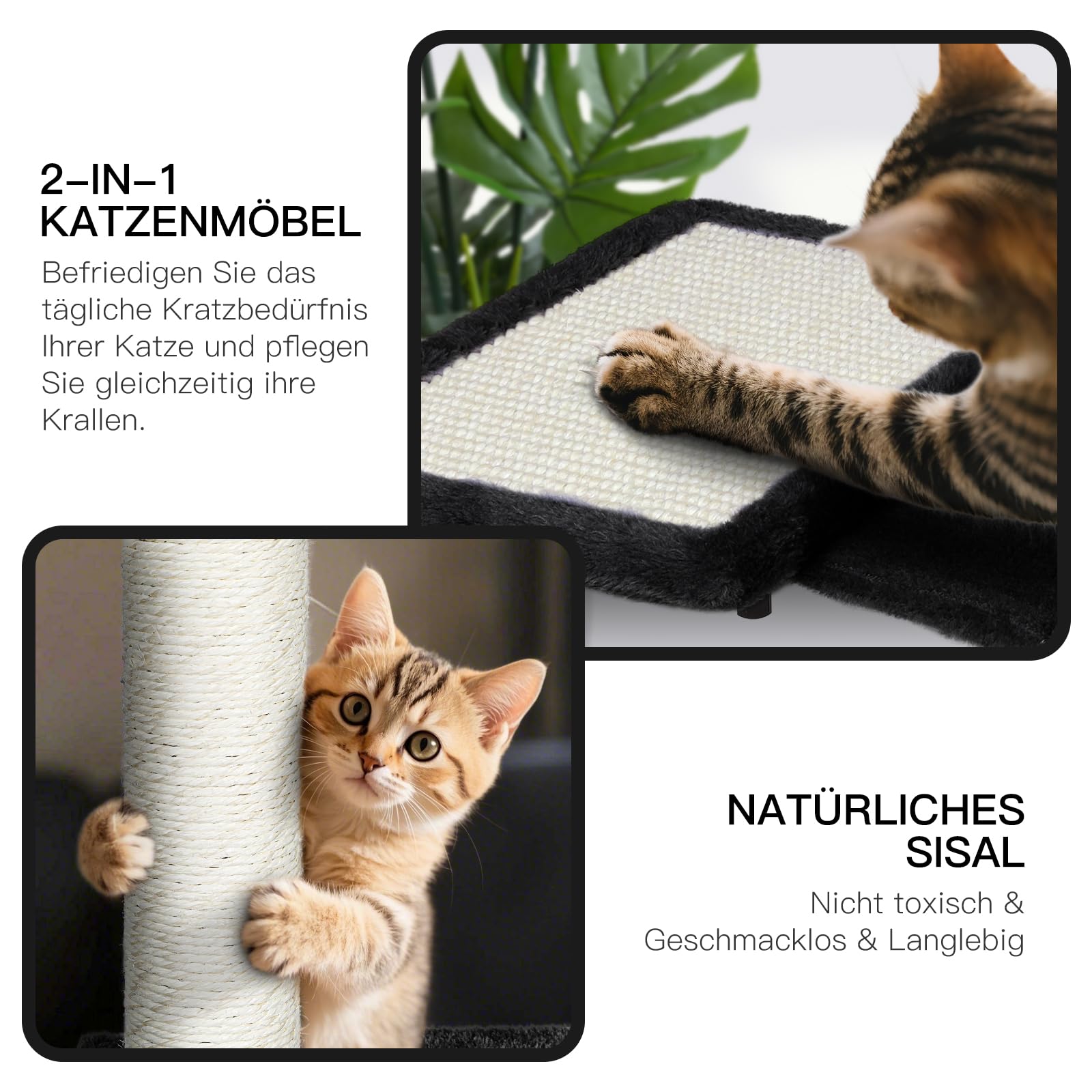 Zvonema Kletterwand Katzen, Katzen Wandelemente 10-teilig, Stabiler Holz Katzenwand, Bequem Plüsch Katzenmöbel, Kratzbaum Wand mit Katzenhaus, Brücke, Treppe, Kratzbrett, Katzenliege & Hängeball