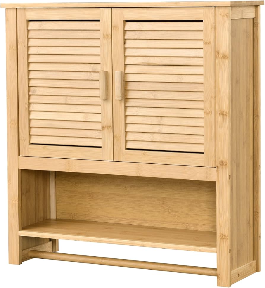 en.casa] Badezimmerschrank Tyres Bambus Hngeschrank Wandschrank mit  Handtuchhalter Badschrank 3 Ablagen, 2 Tren stehend 66 x 62 x 20 cm :  Amazon.de: Kche, Haushalt & Wohnen