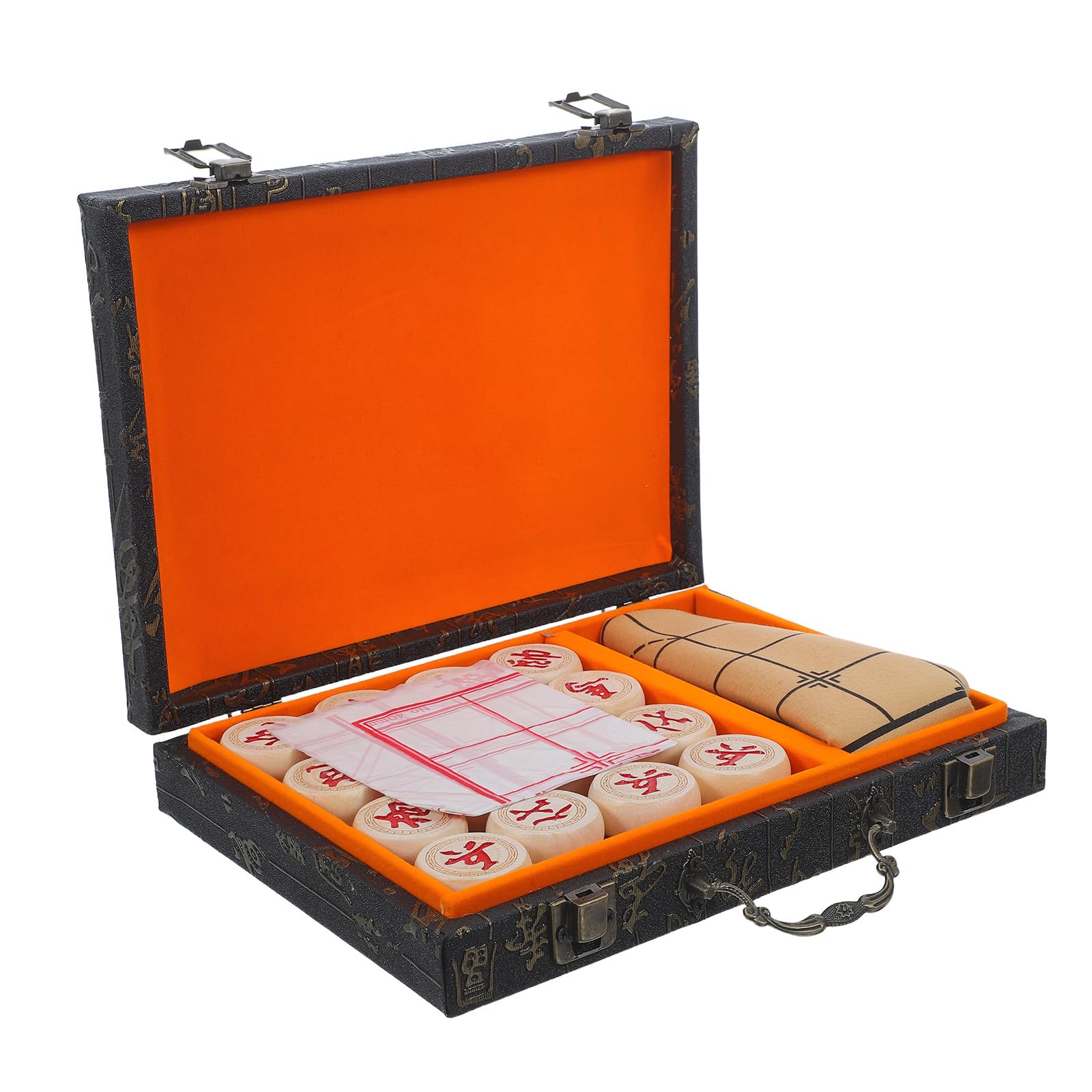 1 set di scacchi cinesi in legno con scacchiera in similpelle e custodia - Set Xiangqi da viaggio - Gioco da tavolo di strategia cinese educativo per principianti