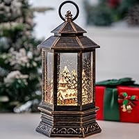 Vista 14 de Globo de nieve navideño con escena de cardenal iluminado, linterna musical de agua con nieve girando y brillando, decoración festiva y regalo