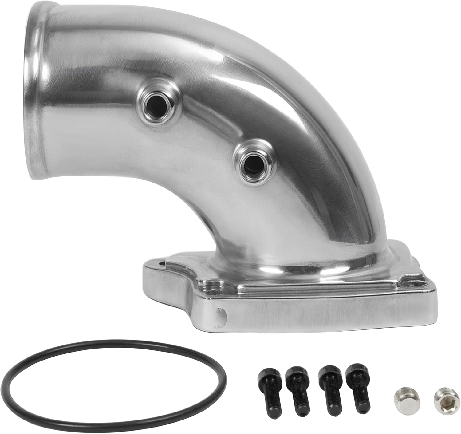 Turbo Air Intake Elbow Pipe Compatible with 2003-2007 Ford F-250 F-350 F-450 F-550 Super Duty Excursion 6.0L 363ci OHV V8 Diesel Turbo Aluminium Polishing Silvery