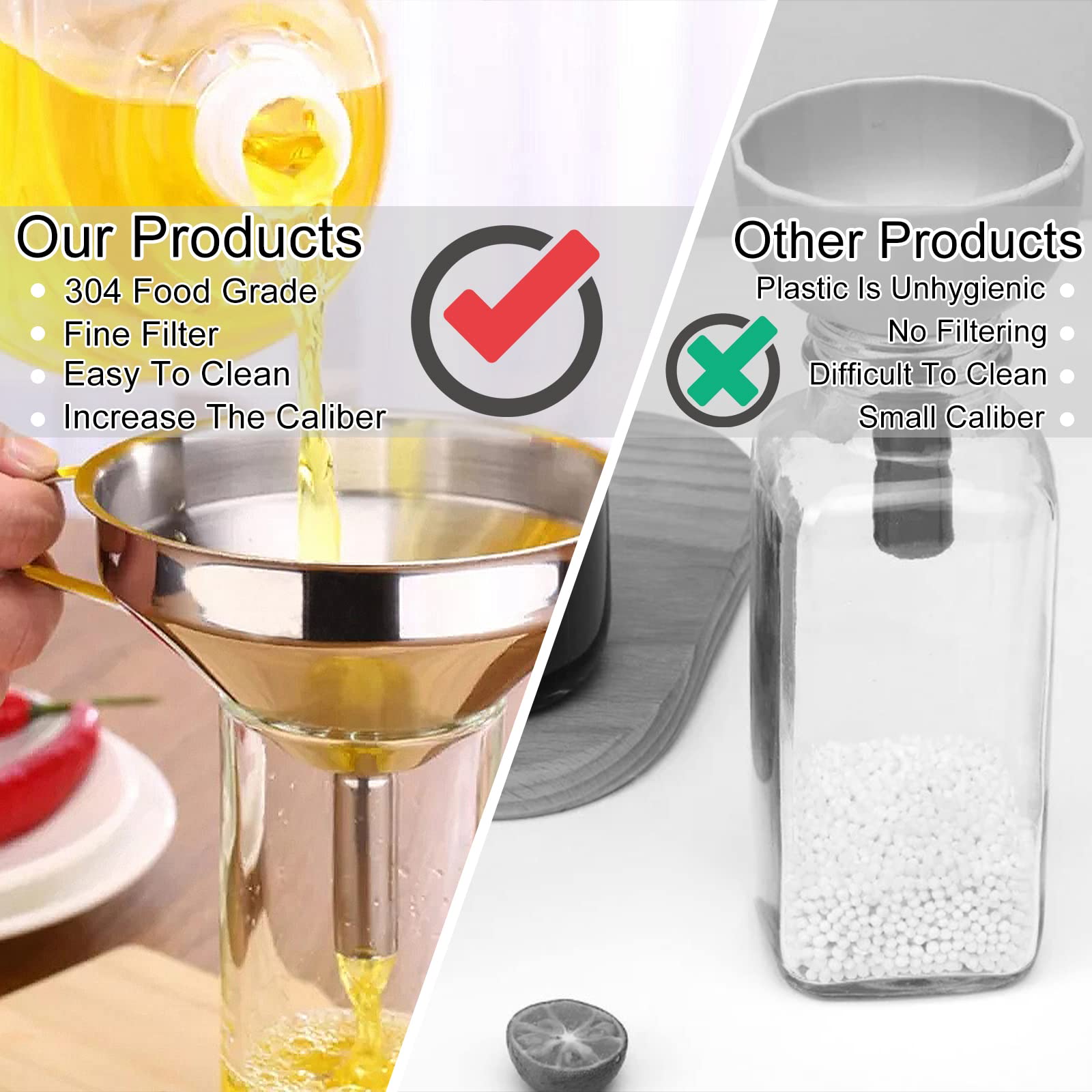 3 Imbuti In Acciaio Inox Per Cucina - Mini, Con Filtro, Per Liquidi E Spezie, 13/11/5.6 Cm - Foto 6