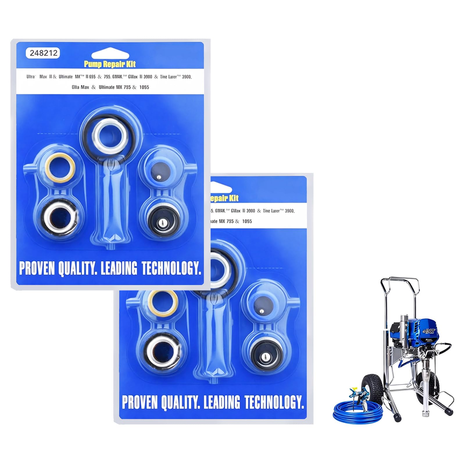 2 Pack 248212 Pump Packing Repair Kit, Aftermarket Replacement Parts Compatible with Graco Ultra Max II 695 795, LineLazer 3900 Airless Paint Sprayer