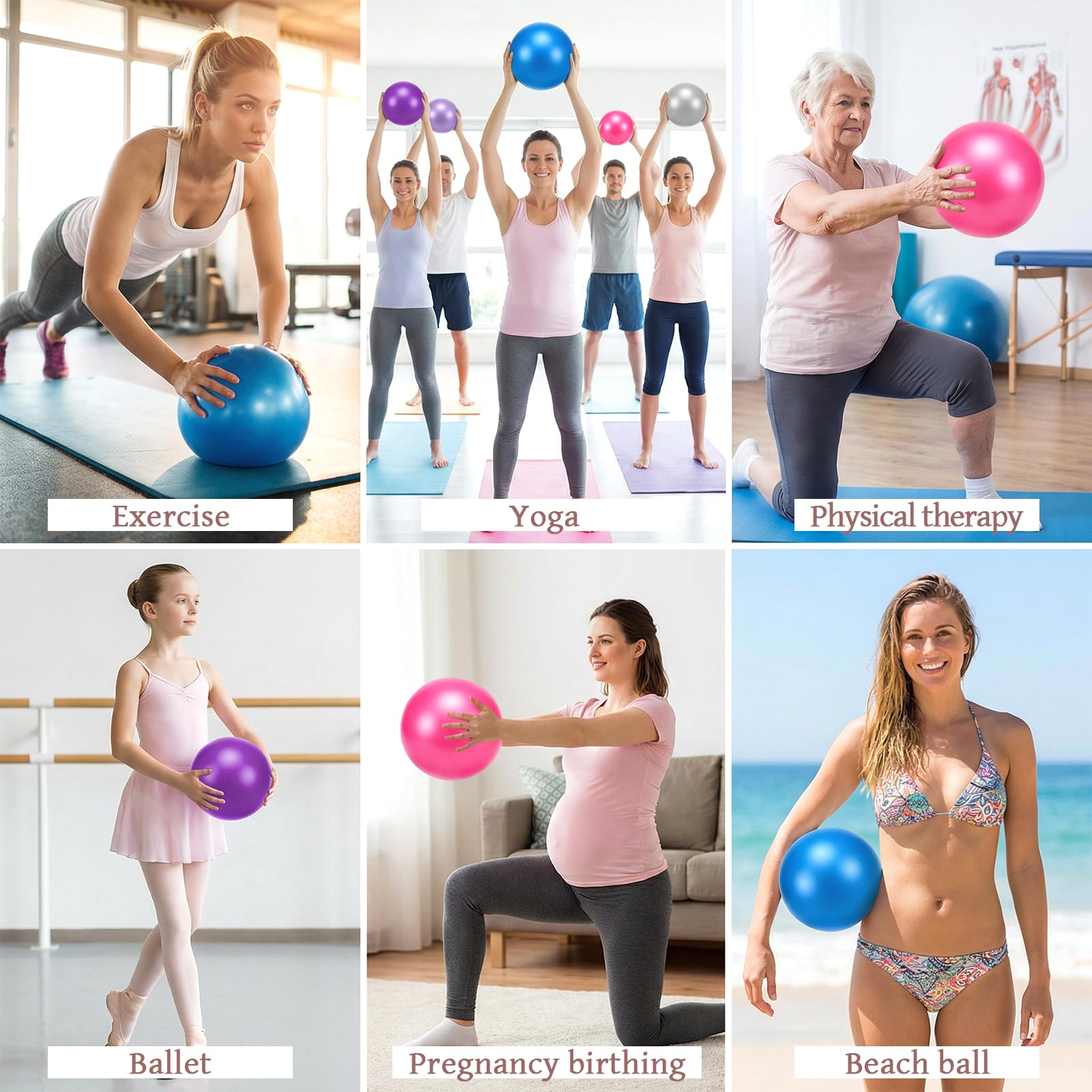 Kifmurase 20 mini palline da pilates per esercizi di pilates, 22,9 cm | Scoppio e antiscivolo, palline da yoga, per stabilità, fitness, fisioterapia, stretching e allenamento di forza