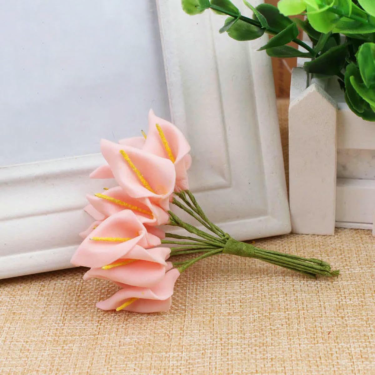 AYHTUD 12/36/72/144pcs Mini Foam Calla Lily Fake Flowers Bouquet Artificial Flowers for Decoration Wedding Decoration Valentine's Day-6-144pcs