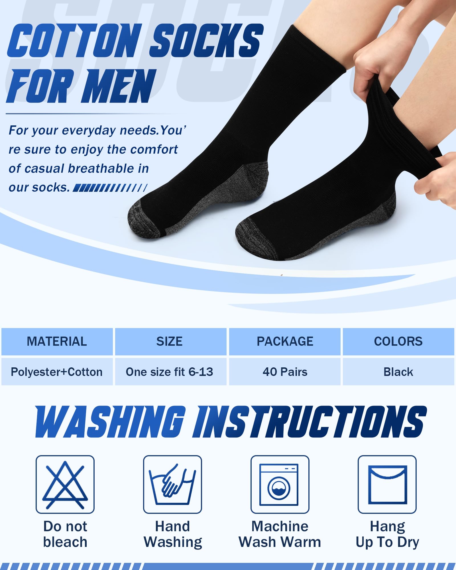 Skicuff 24 pares de calcetines acolchados para hombre, transpirables, atléticos, calcetines deportivos al aire libre para hombres de 6 a 13 años, para trabajo y correr