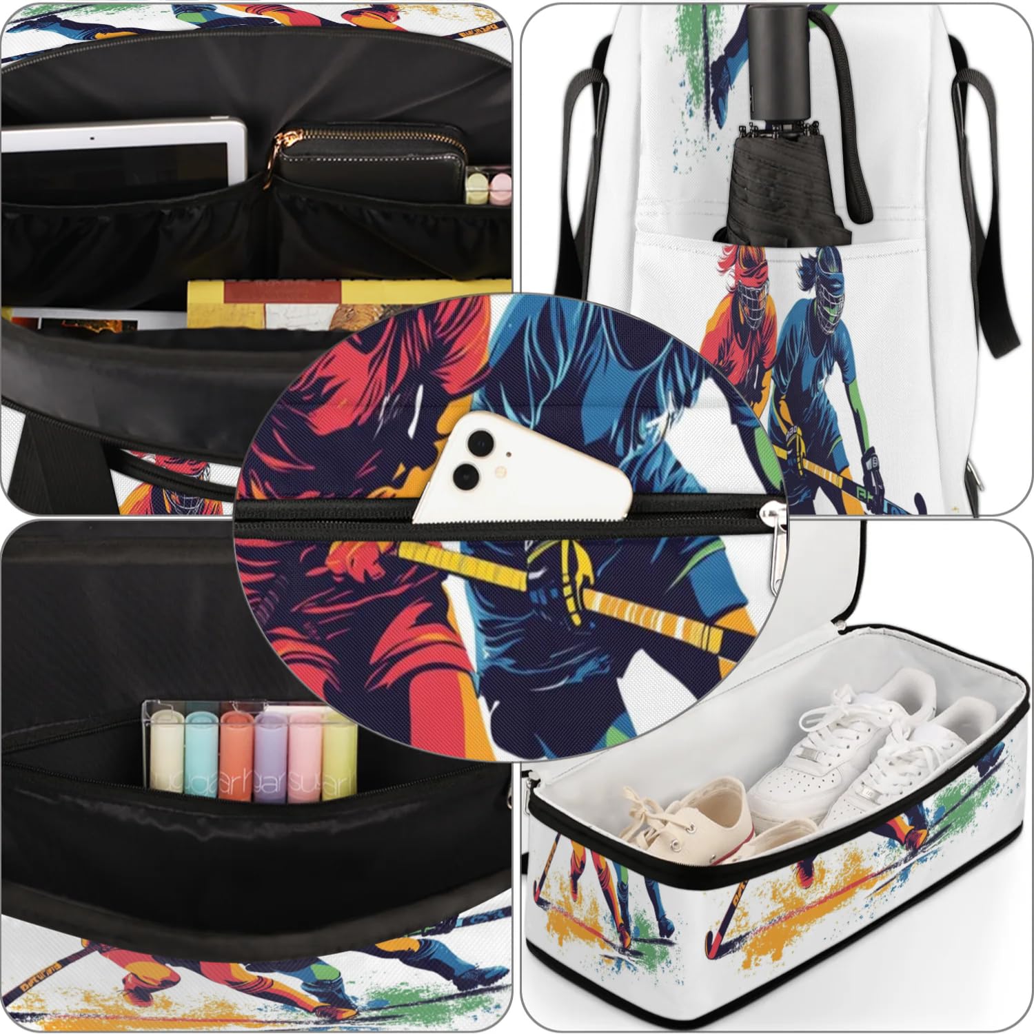 Sac de voyage pour joueurs de hockey pour femmes et hommes, sac de week-end, sac fourre-tout pliable et séparé, 47 l pour sport, gym, yoga, couleur, 47 L, Organiseur de sac