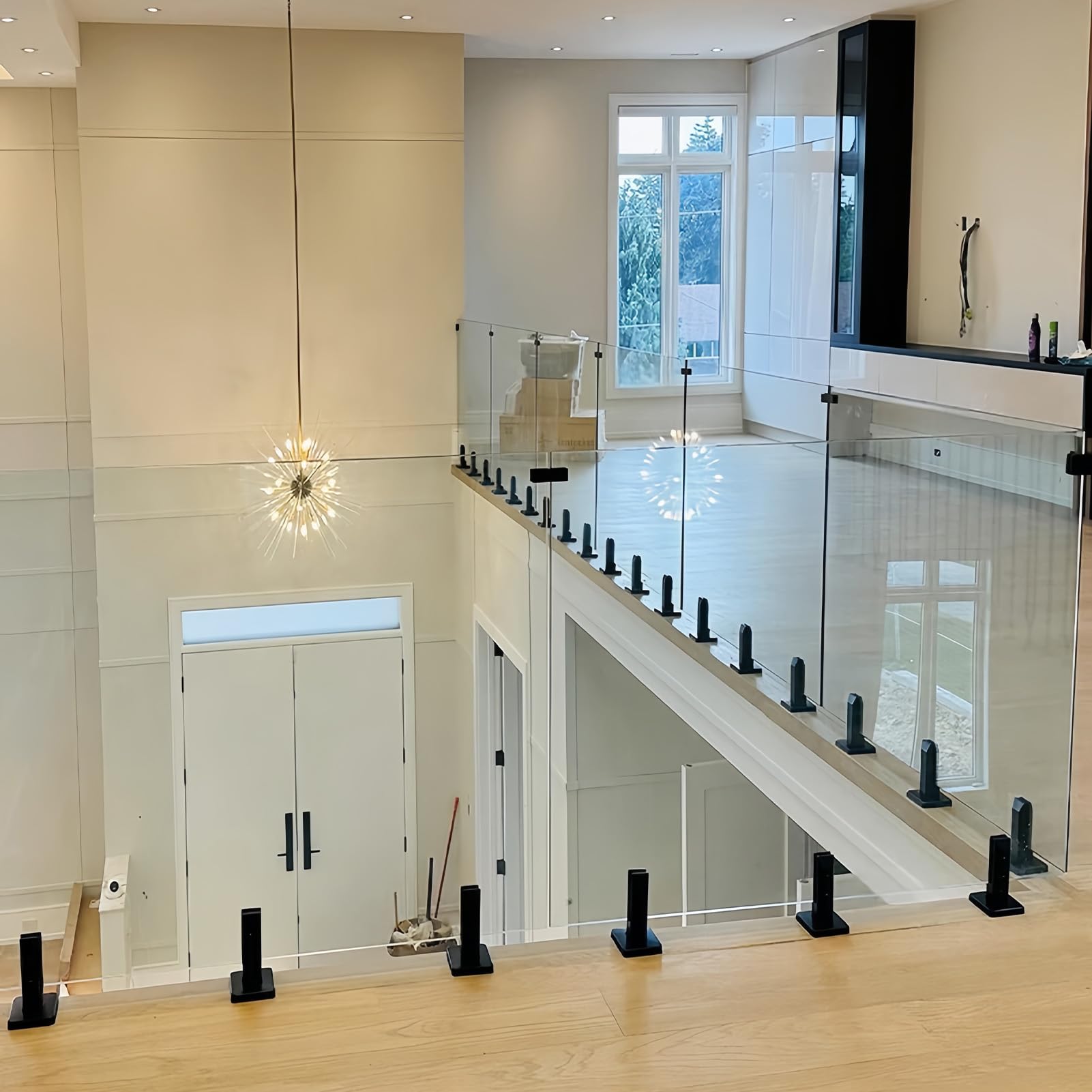 Pinza para valla de cristal de acero inoxidable 304 - Fijación de valla de cristal para barandilla de escalera - Balaustrada de cristal para balcón, jardín, terraza (90° contra la pared) para