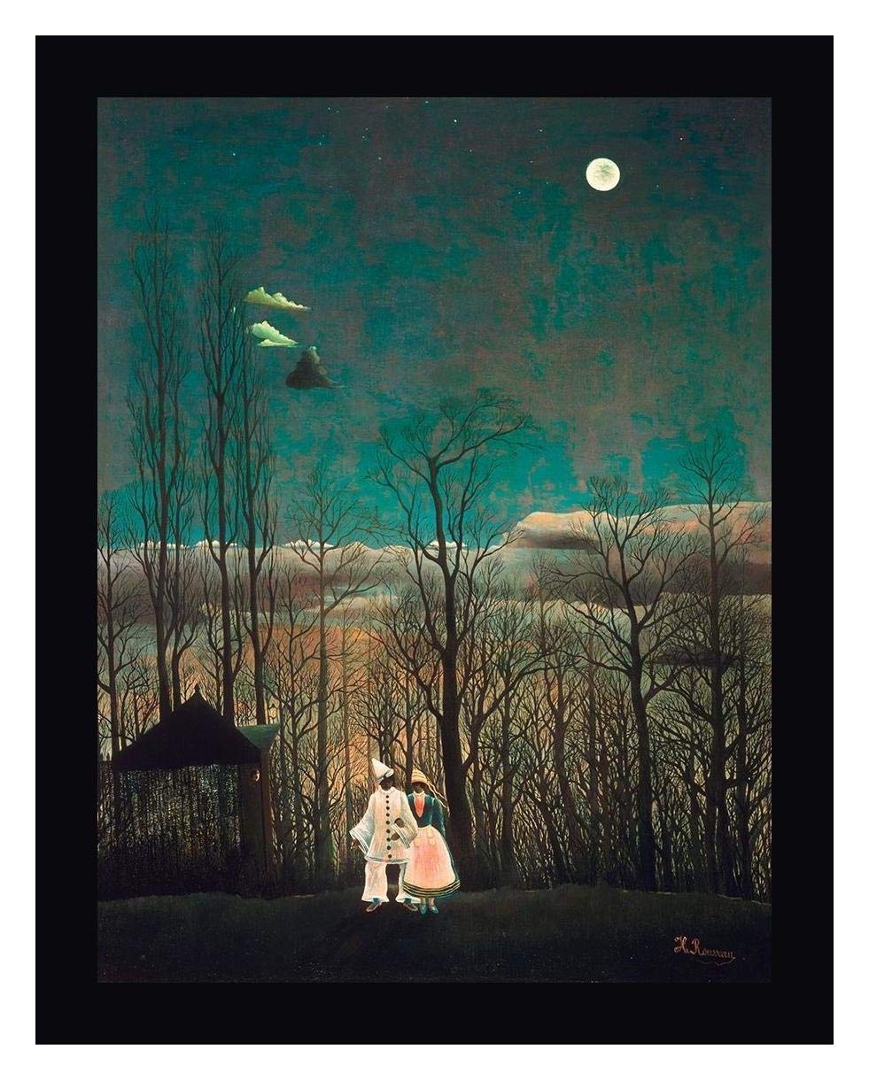 Carnival Evening by Henri Rousseau - 28" x 36" Black Framed Canvas Art Print - Ready to Hang