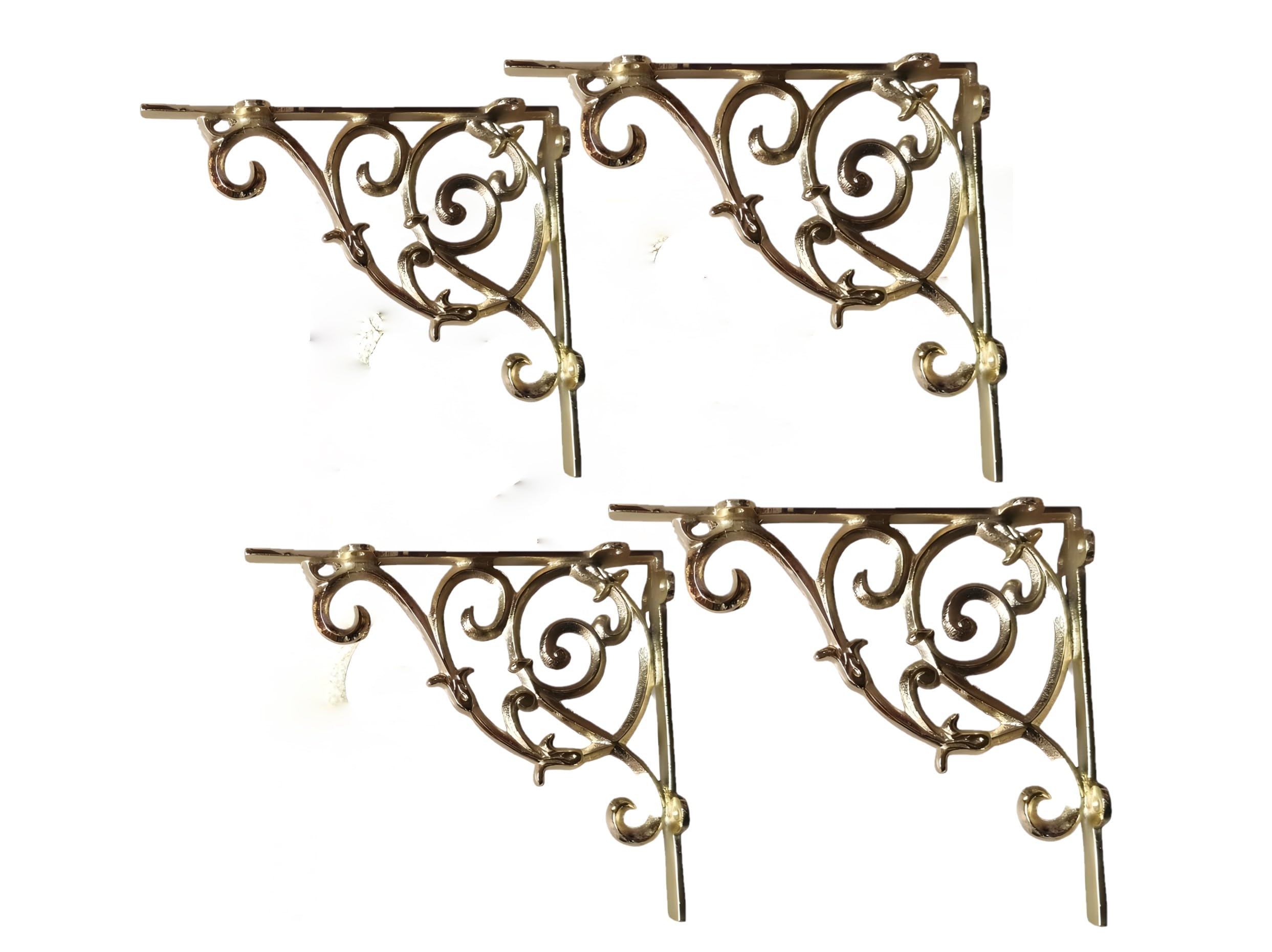 Metal Handcrafted Shelf Bracket for the Floating Shelves L Angle Decorative L Shaped Corner Brace Joint Heavy Duty Wall Mounted Shelf Support Corner Brace Holder (Pack of 2, Brass Antiq) — Amazon image 6