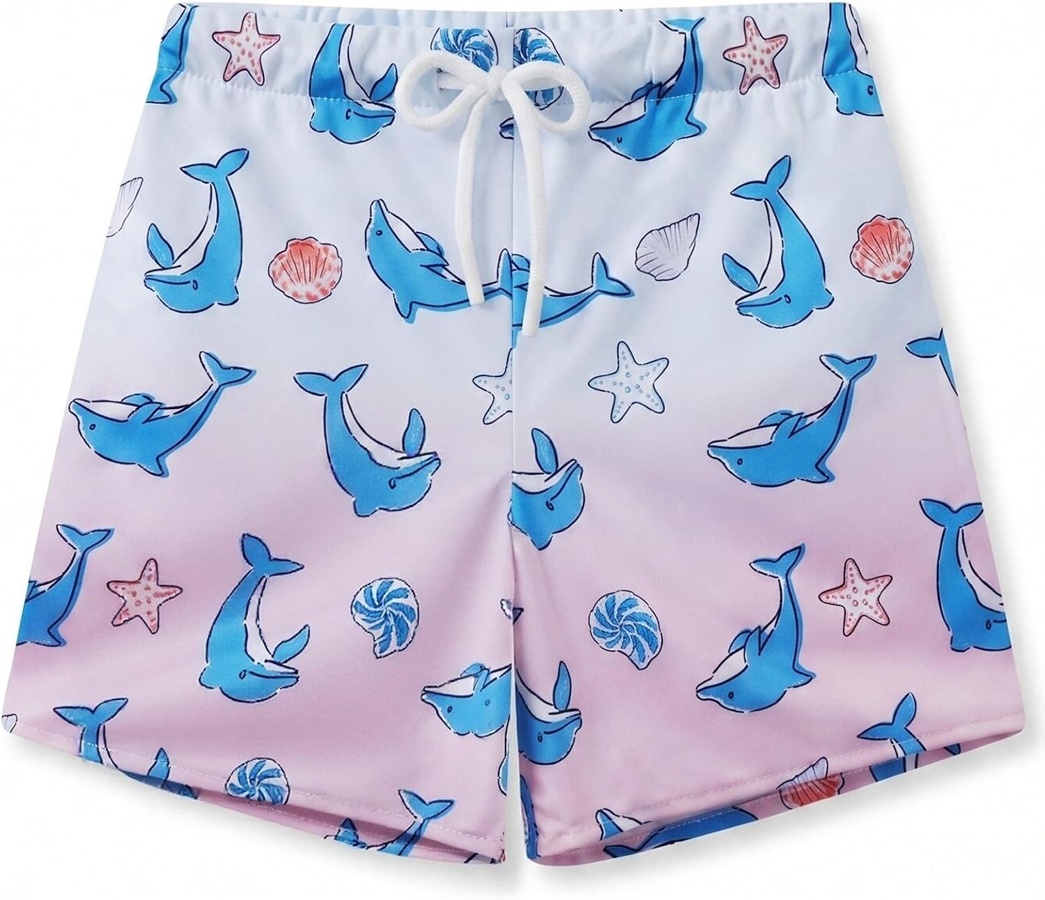 AMYNICE Girls Beach Board Short with Liner Quick Dry Active Jellyfish Print | Swimming Trunks Swimsuit with Pockets Drawstring Surfing, Beach, Vacation and Holiday for Toddler Baby girl
