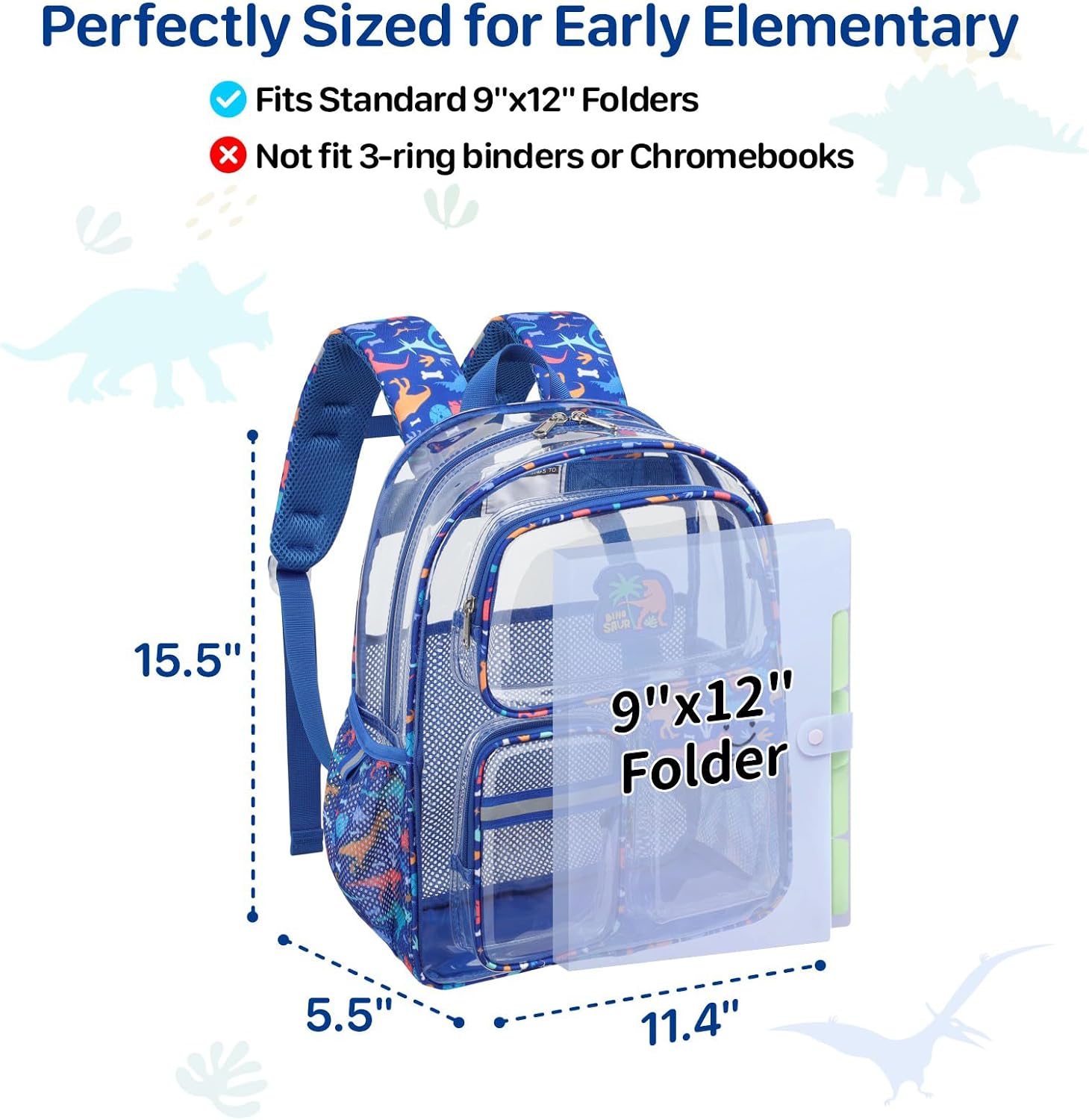 Bagseri Clear Backpack for Boys - 15 Inch School Bookbag for Kids Ages 5-7 image 3