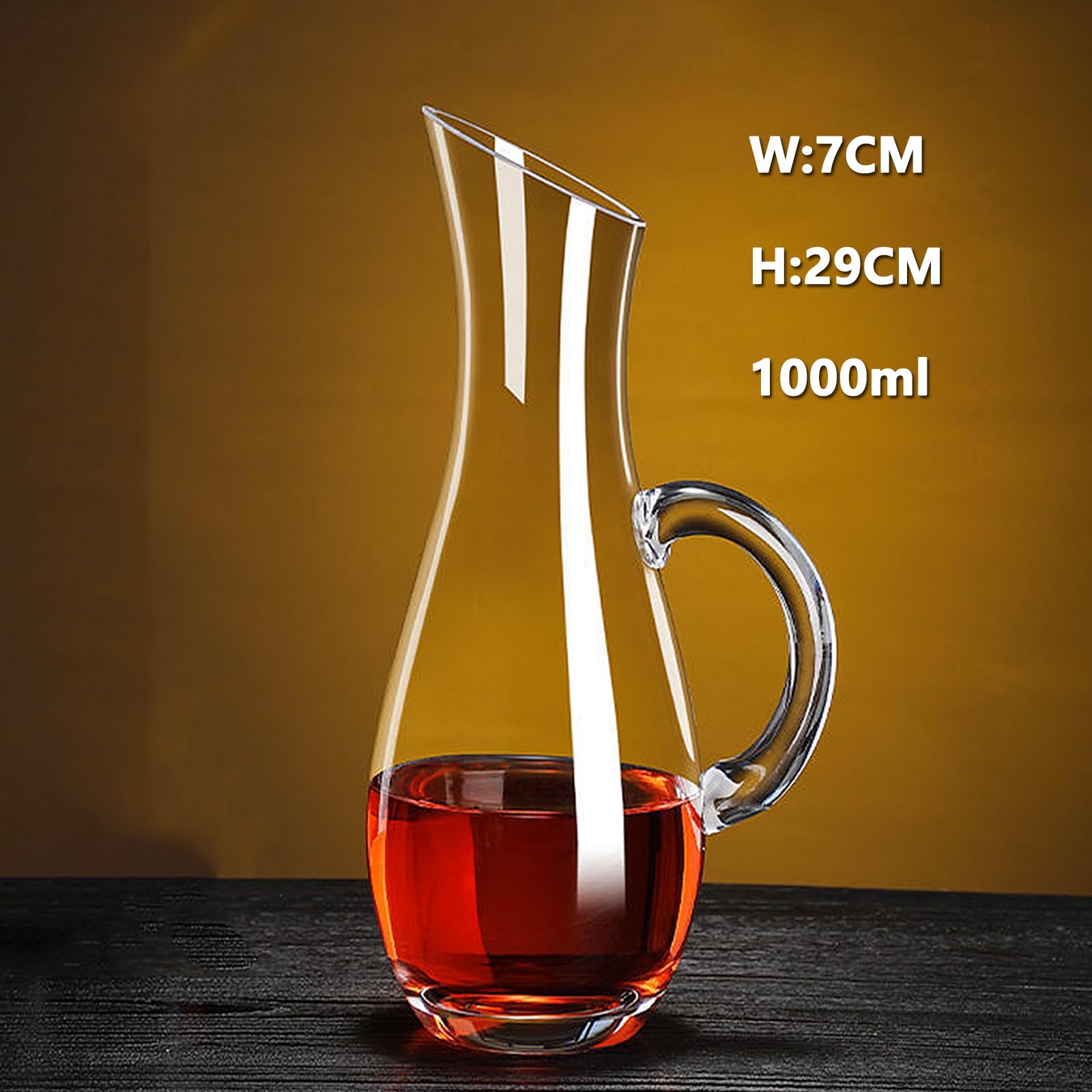 Kryształowa karafka do wina i napowietrzacz – 100% bezołowiowa szklana karafka, elegancka karafka do wina czerwonego, nietoksyczna kryształowa karafka z wylewką, dla miłośników wina (1 l)