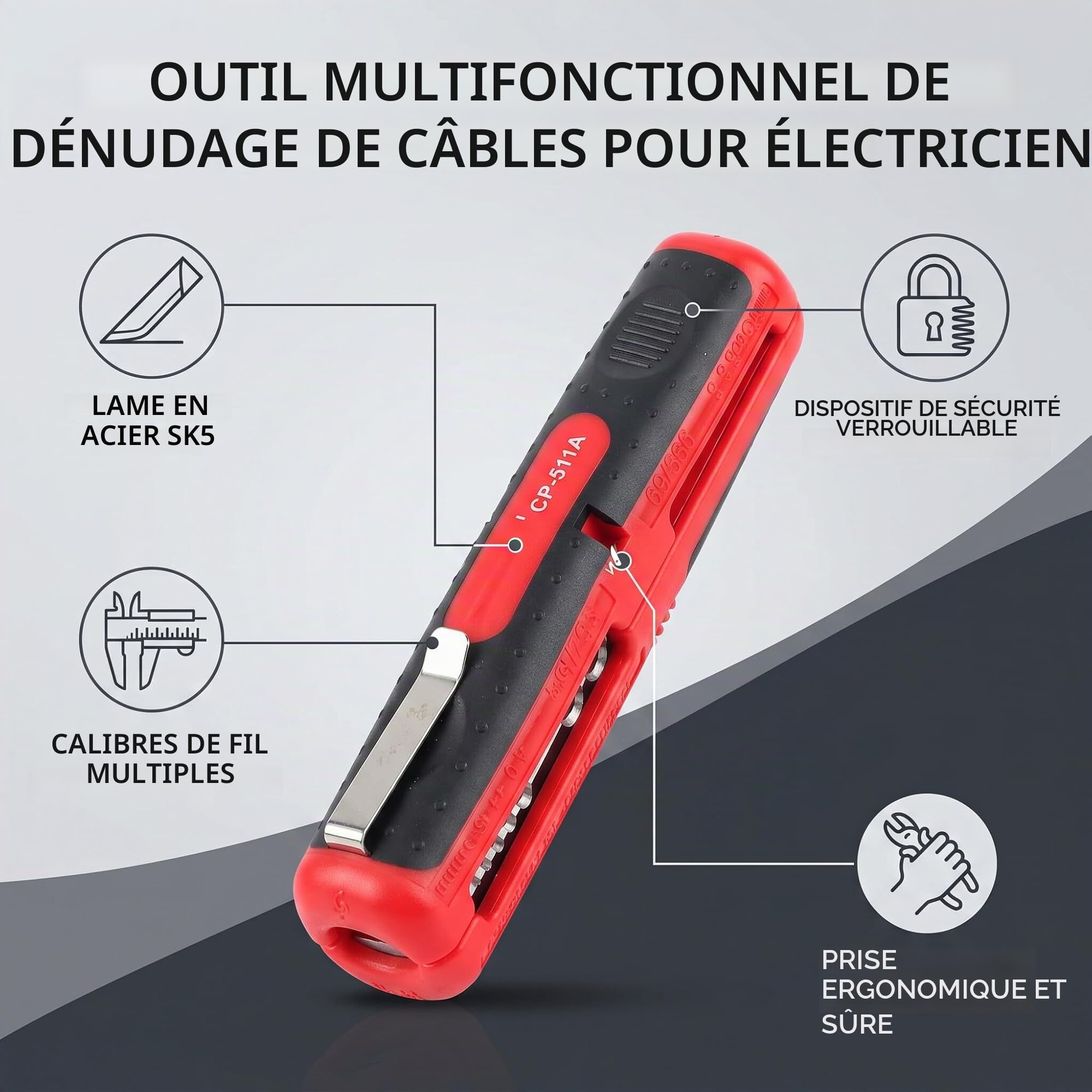 Hilitand 8-13mm multifonctionnel électrique câble démontage coupe fil dénudeur main outil de dénudage pour câble coaxial RG59 RG6