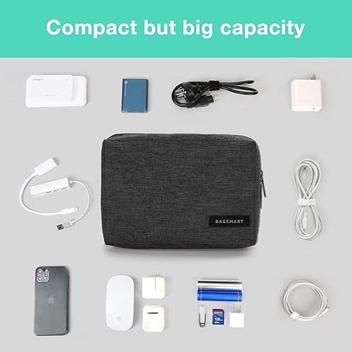 Miniatura 3 de BAGSMART - Bolsa organizadora de accesorios electrónicos para viaje para cargador, adaptador, cables, tarjetas SD