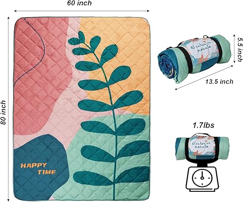 Miniatura 9 de Exclusivo Mezcla Mantas de picnic impermeables de 3 capas de 60 x 80 pulgadas, manta de playa grande a prueba de arena, manta plegable al aire libre