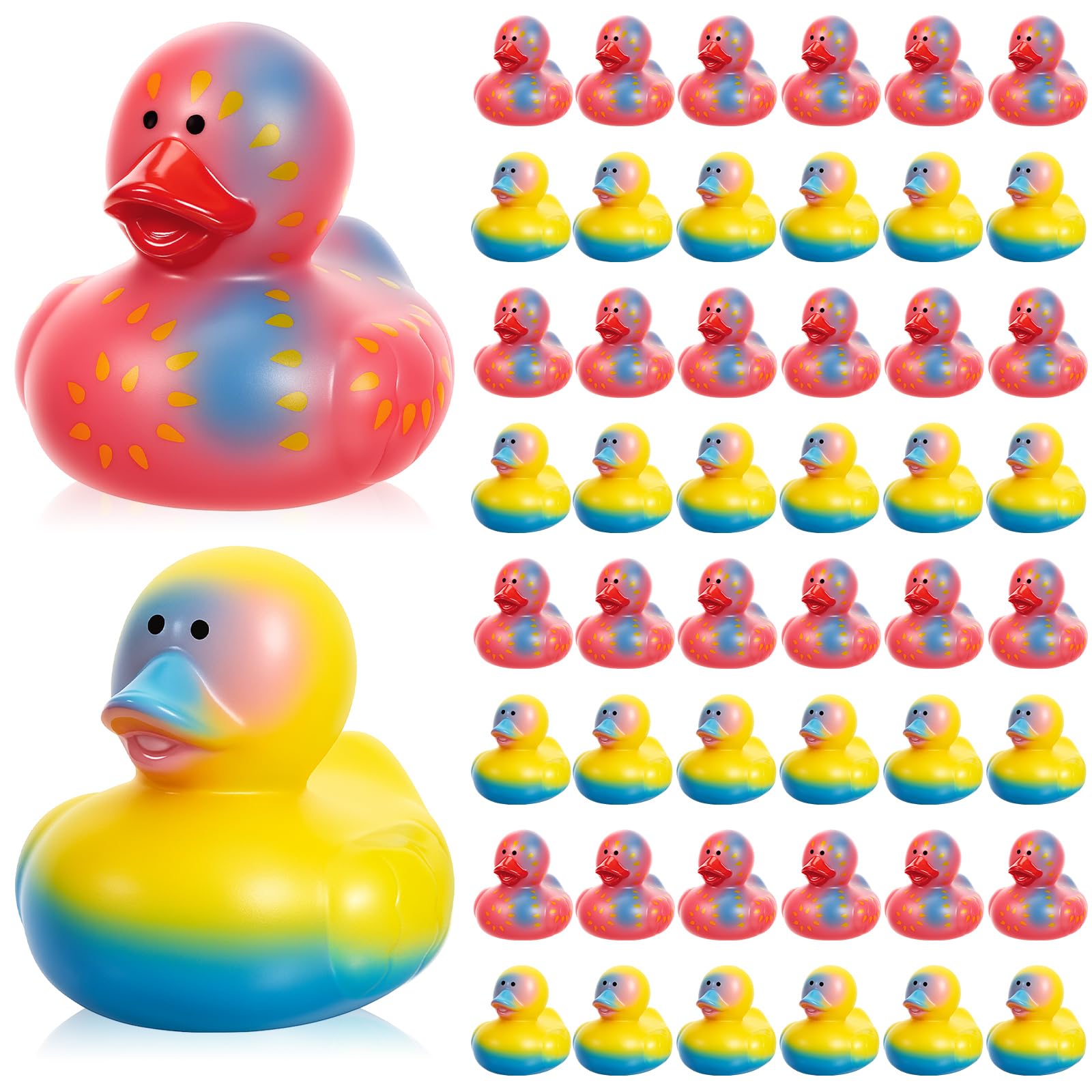 Deekin 24 Pcs Pastel Colors Rubber Ducks 2 Inch Psychedelic Patterns Ducks Party Favors Events Award Gifts for Birthday Parties Colorful