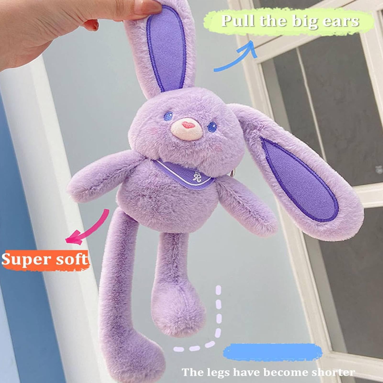 Peluche a forma di coniglio estraibile, divertente giocattolo interattivo a forma di coniglio con orecchie e zampe estraibili, giocattoli a forma di coniglio pasquale estraibile (D)
