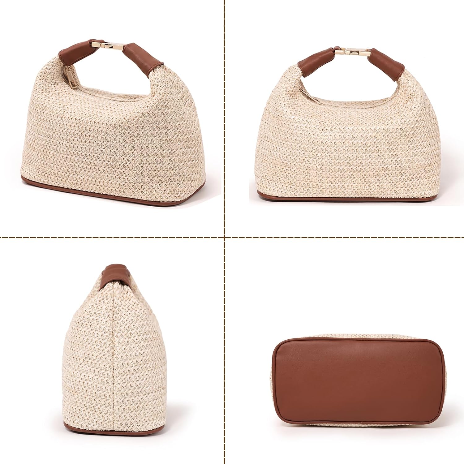 Straw Shoulder Crossbody Bag Small Tote Purse Top Handle Clutch for Summer Beach Travel
