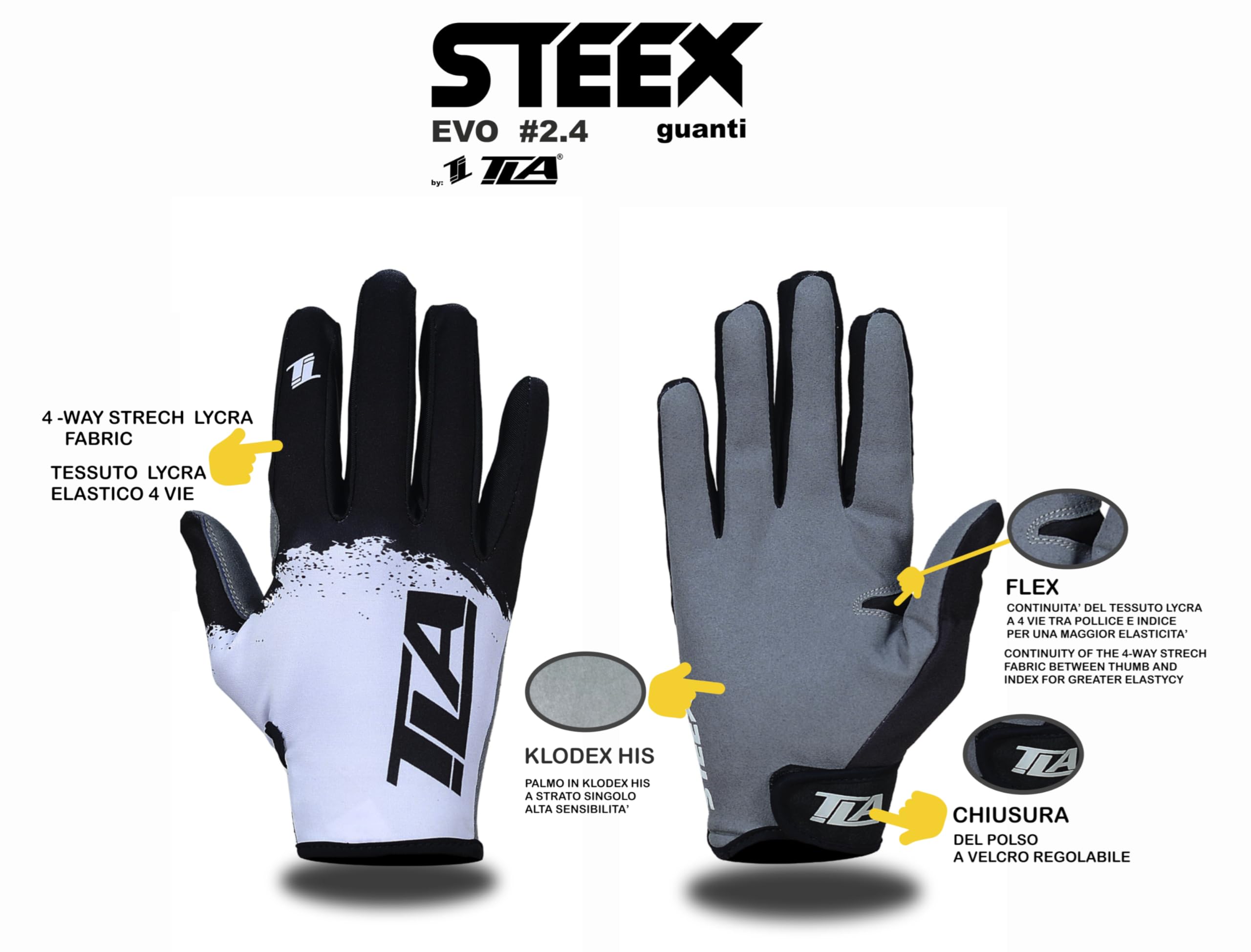 TLA STEEX guantes de motocross, mtb enduro, trial, bmx, hombre, mujer y niño, Ropa de moto y bicicleta. Guantes moto y ciclismo, verano, elásticos, ligeros, transpirables y resistentes al desgaste.
