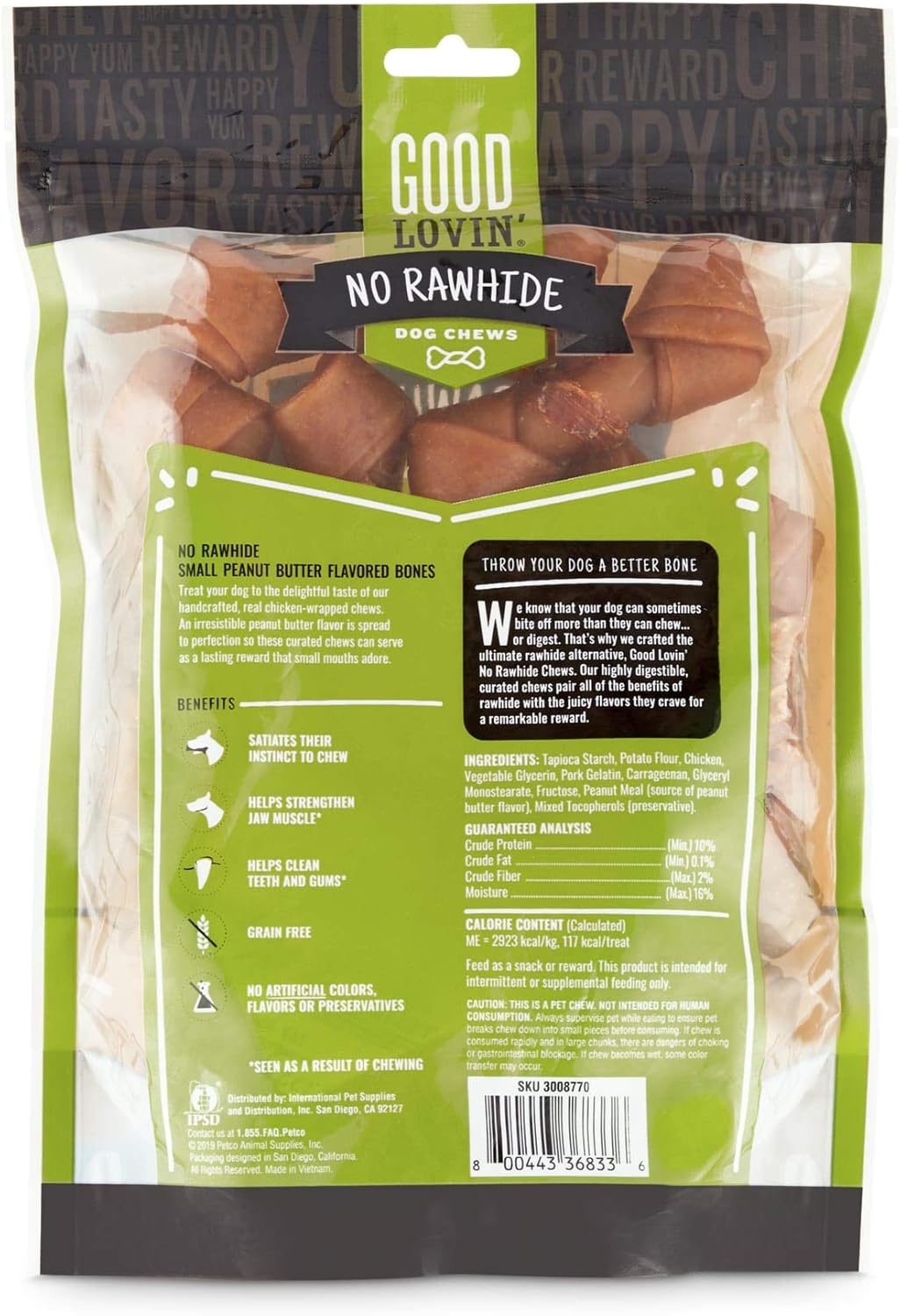 GOOD LOVIN No Rawhide Chicken Flavored Rolls for Dogs Animal Ears Dogs Treats