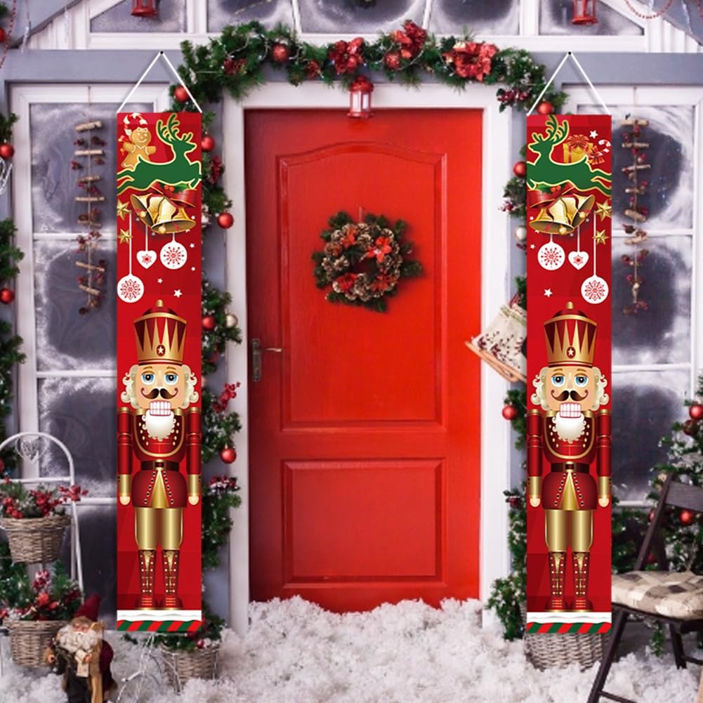 Lot De 2 Panneaux Déco Noël Casse-Noisette 180 X 30 Cm - Décorations De Porte, Porche Ou Mur Pour Ambiance Festive
