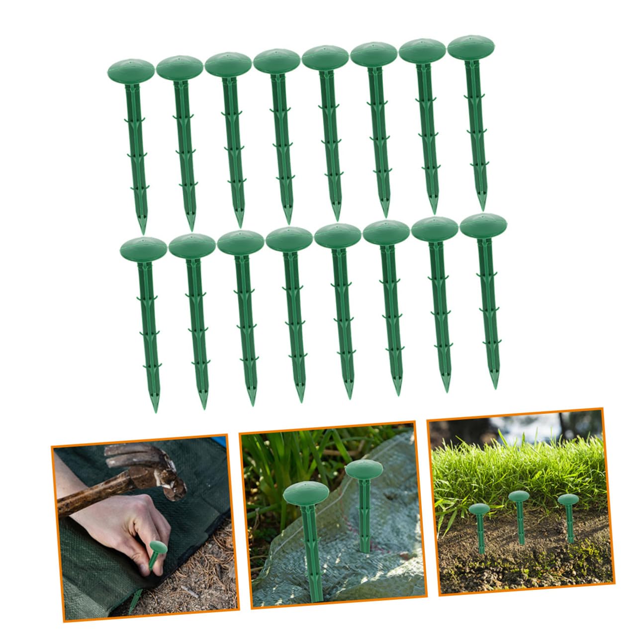 Picchetti di Plastica per Esterni 20 Cm, Set da 150 Pezzi, Chiodi da Terra per Giardinaggio e Coperture per Piante, Resistenti e Flessibili per Fissaggio Teli Anti-Erba e Reti da Giardino