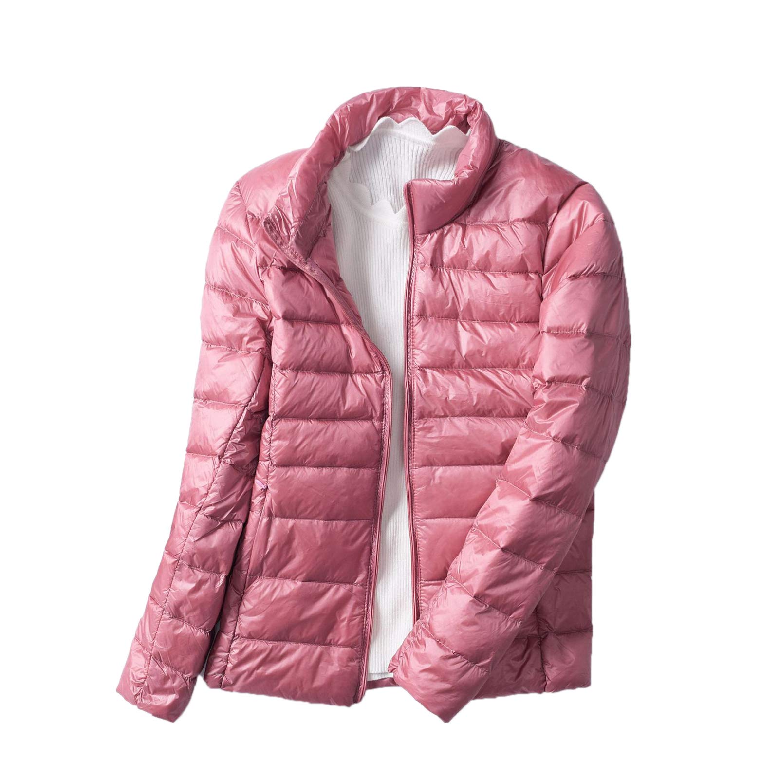 ElonglinWomen's Down Jacket Lightweight Duck Down Quilted Jacket Stand Collar