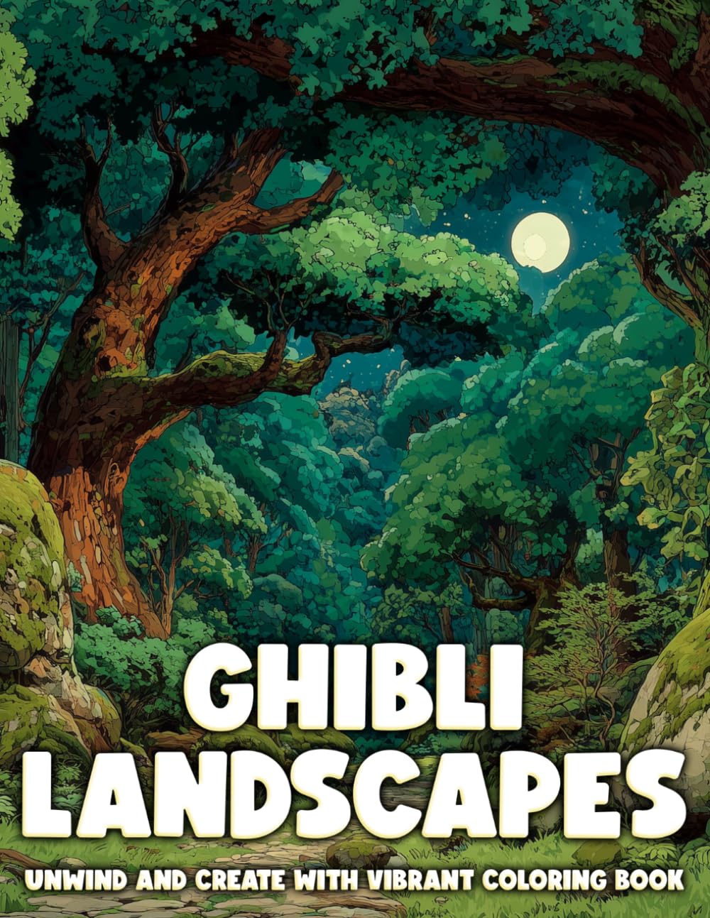 Ghibli Landscapes Coloring Book: Whimsical World Coloring Pages Featuring Windy Fields, Floating Islands, Cozy Scenery, and Gentle Adventures