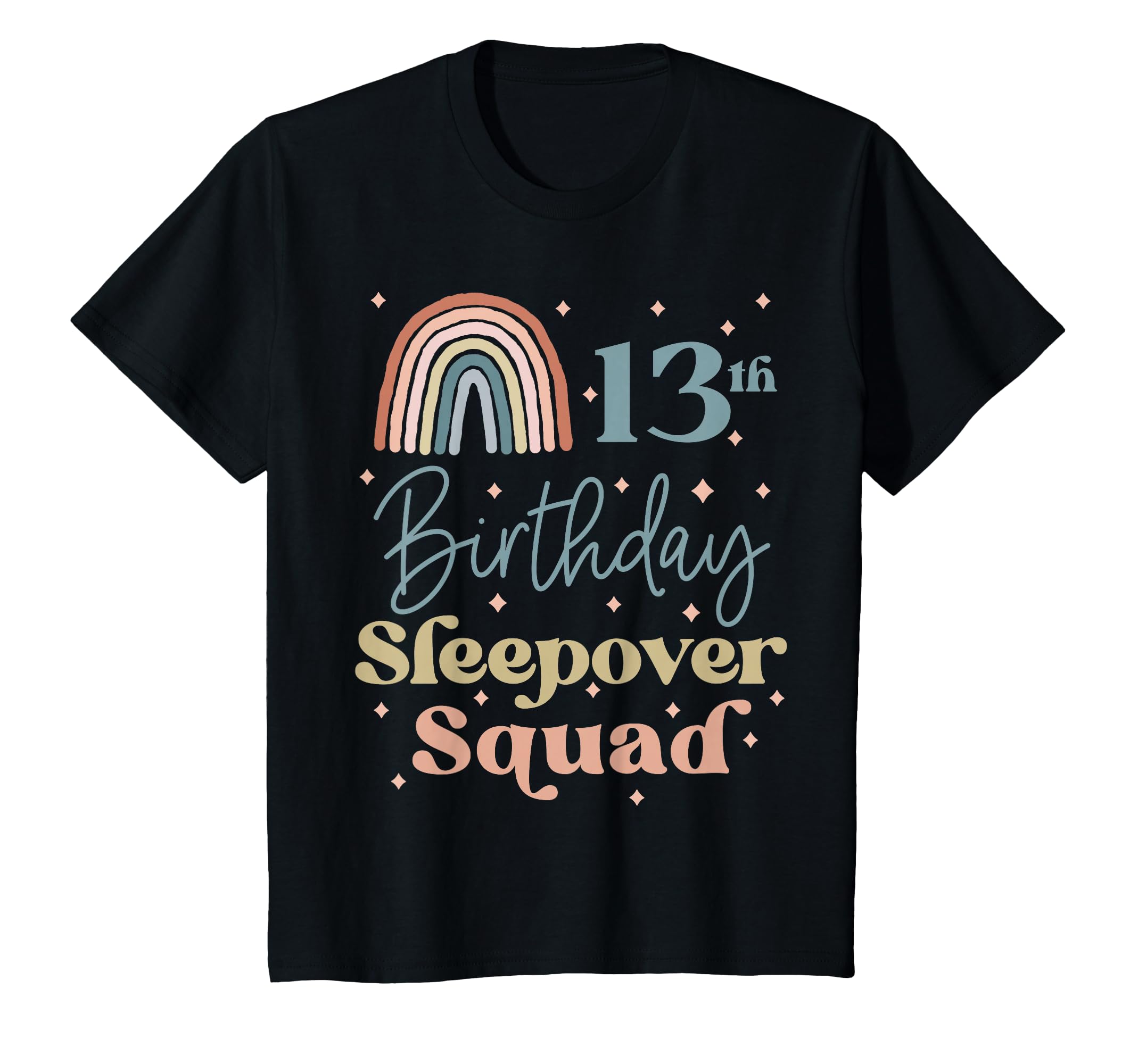 13th Birthday Boho Rainbow Sleepover Squad Pajamas for Girls T-Shirt