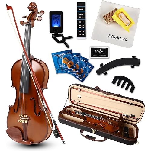 Violin 4/4 Full Size Complete Set for Adults Teenagers Students,Solid Maple Wood Violins with Rosewood Fittings,Case,Spare strings,Bow, Rosin, Shoulder Rest,Professional Violin for 11+years