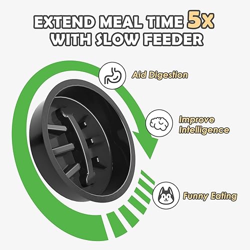 Miniatura 6 de Elevated Dog Bowls with Slow Feeder, Raised Dog Bowl for Large Dogs Adjusable Height with 2 Stainless Steel Dog Food Bowls Spill Proof Mat, Dog