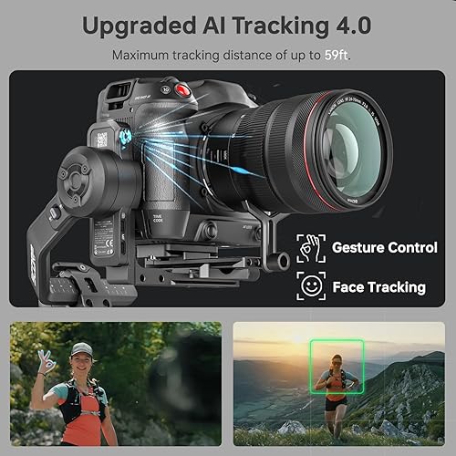 Miniatura 2 de FeiyuTech SCORP-C2 Estabilizador cardán de 3 ejes con seguimiento de IA para cámaras DSLR, sin espejo y Vlogging, carga útil de 7.72 lb (3.5 kg)