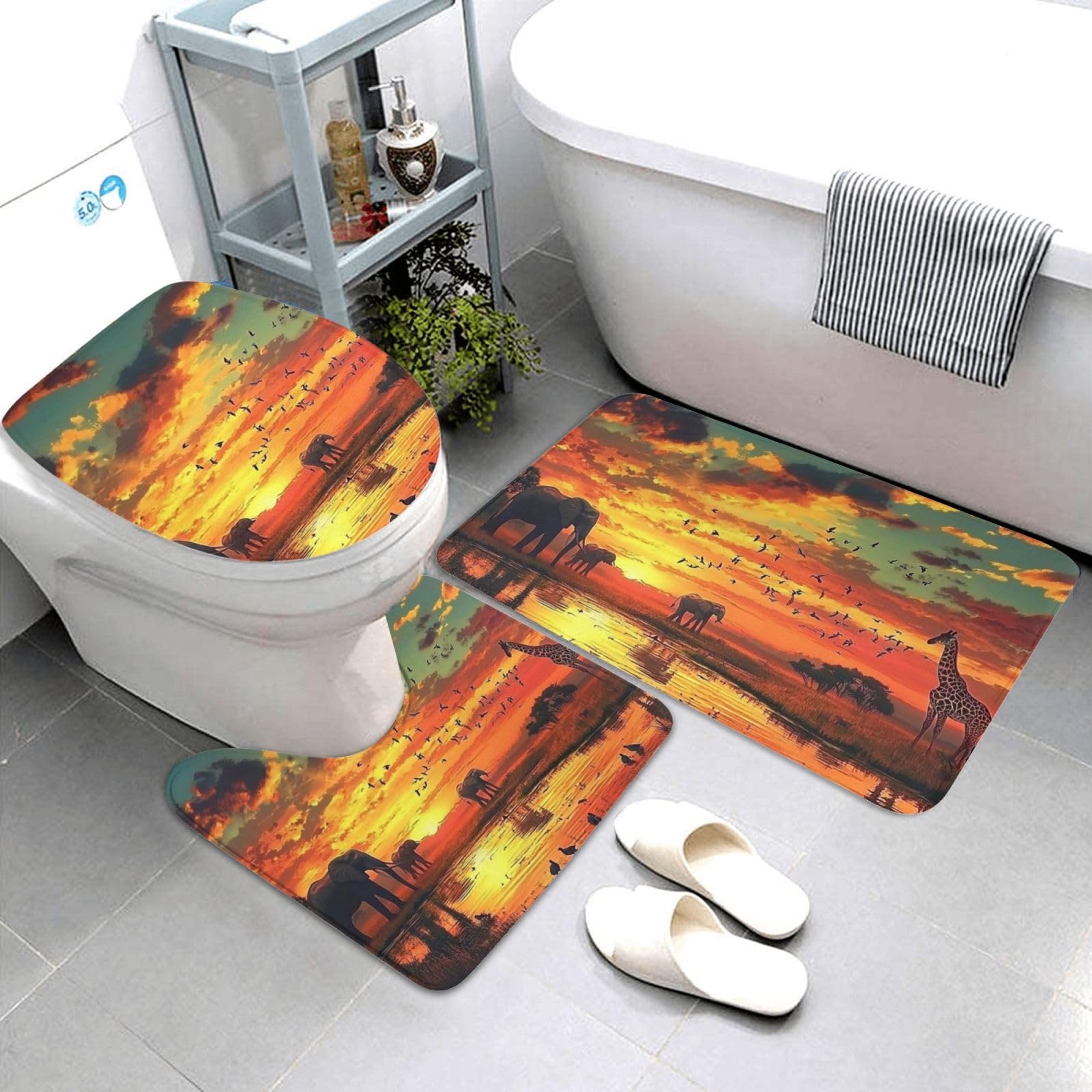 Set di 3 tappeti da bagno in memory foam, morbidi e assorbenti a forma di U, decorazione per la casa, asciugatura rapida