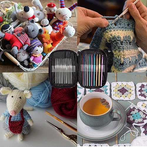 Miniatura 7 de BetyBedy - Juego de 22 ganchos de ganchillo, agujas de tejer con mango de aluminio, agujas de ganchillo multicolor para manualidades de hilo, 0.6 ~