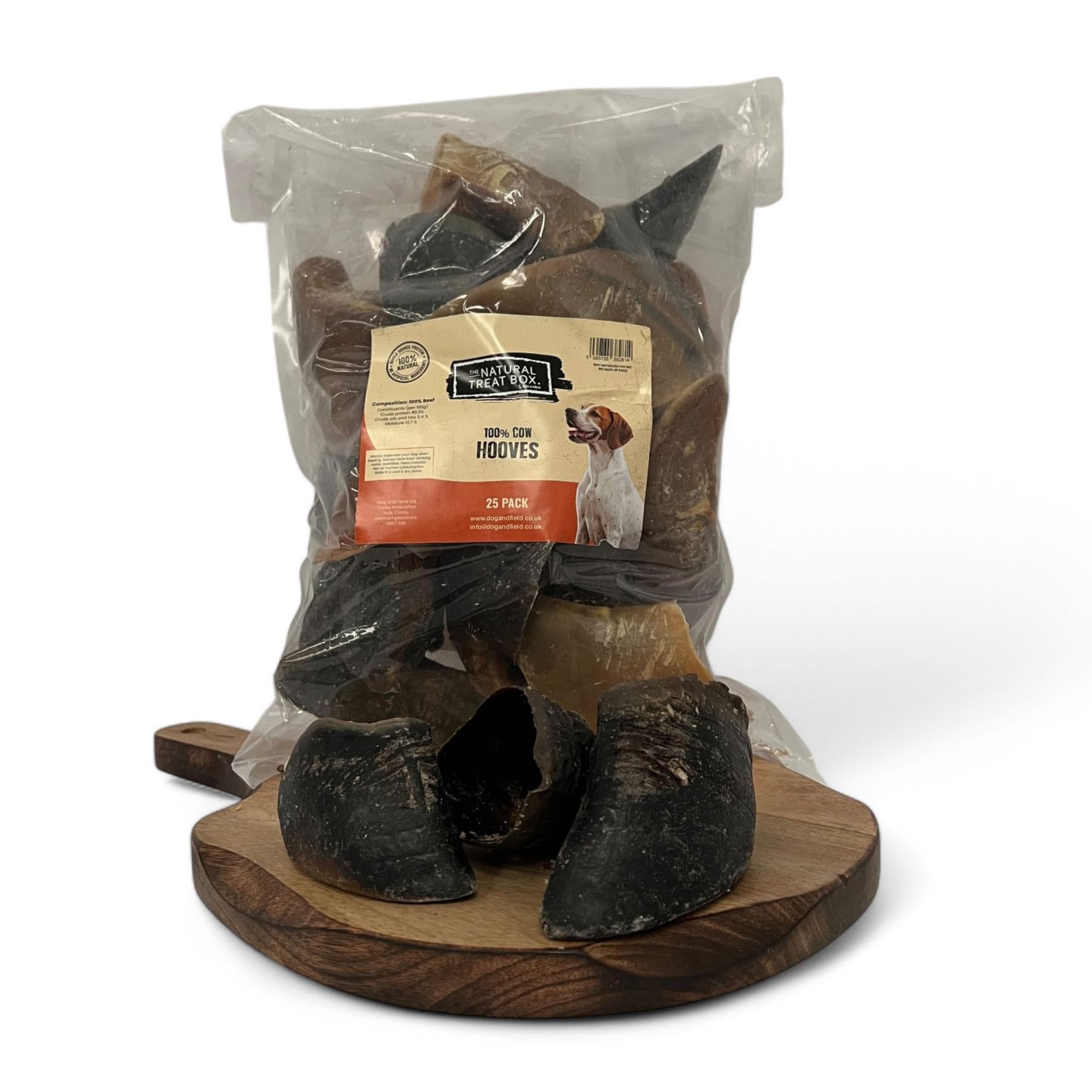 Dog & Field Cow Hooves for Dogs - 25 pack. 100% Natural Dog Chews, High Protein Chew Treats | Promotes Dental Health | Long-Lasting, Easy to Digest | Grain Free & Hypoallergenic |