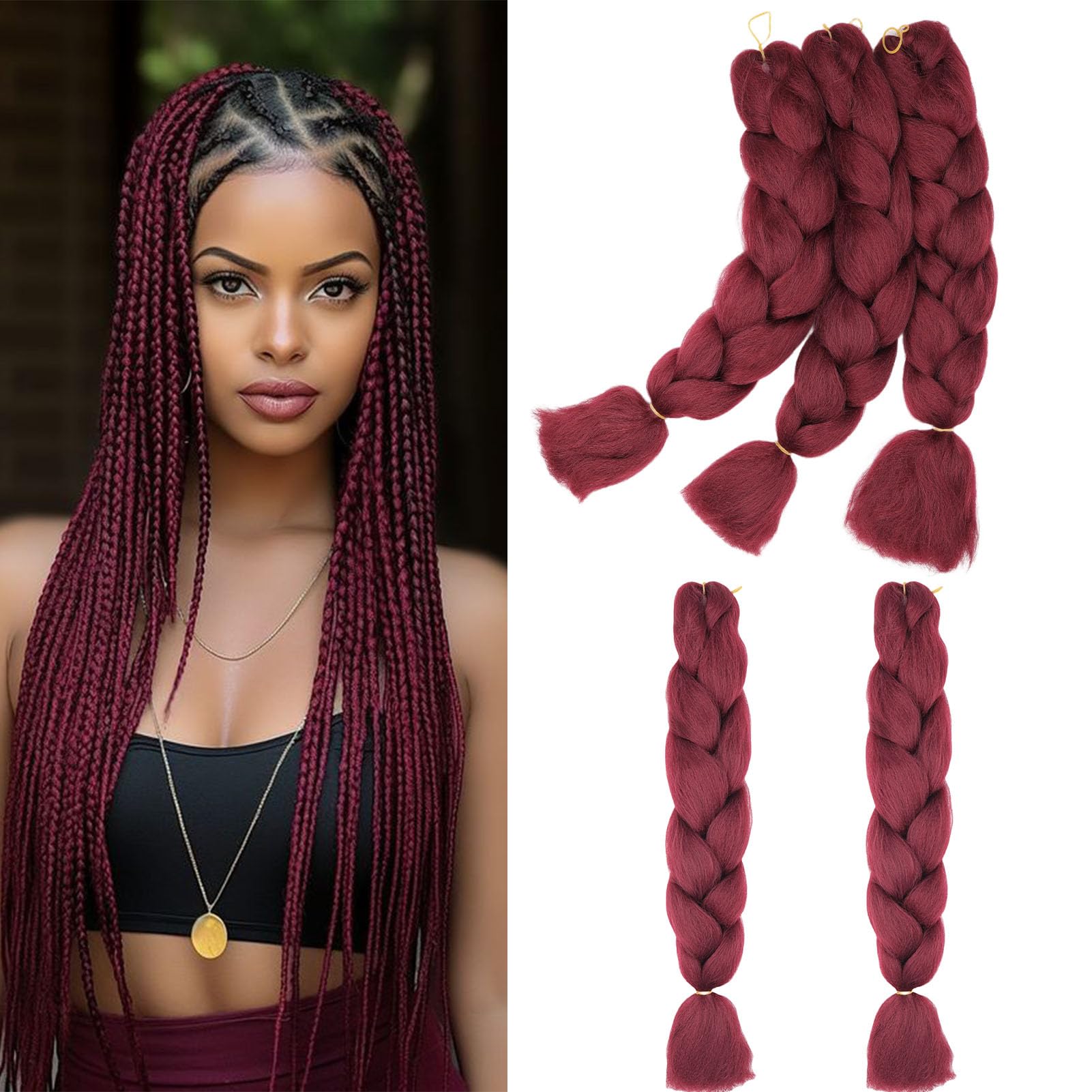 60cm Extensiones de Pelo Trenzas Africanas Castaño Oscuro Extensiones para Trenzas Africanas 1 pcs 100g Kanekalon Pelo para Trenzas Africanas Sintetico Extensiones de Trenzado Cabello Braiding — view 29