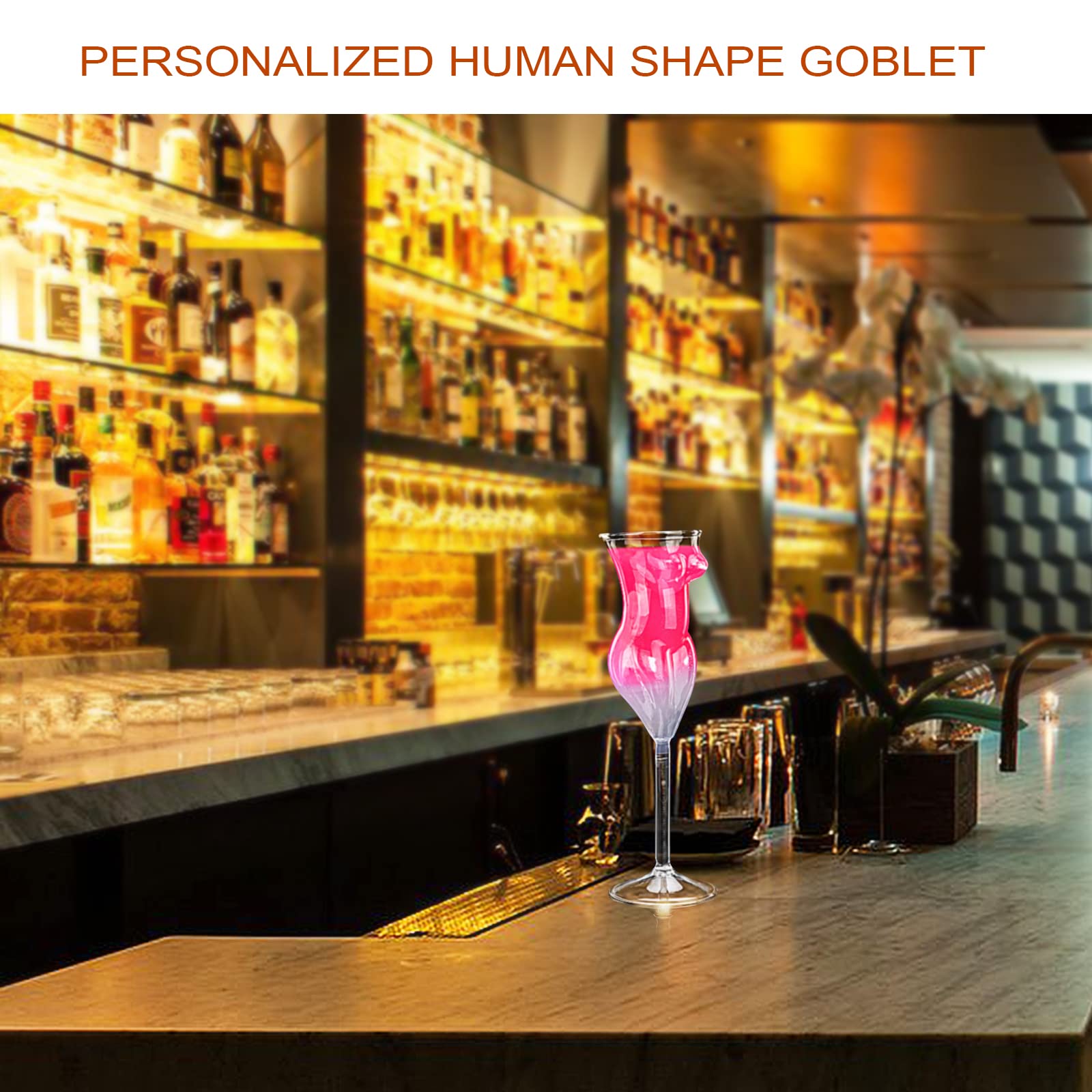 Set 4 Bicchieri Da Cocktail A Forma Di Corpo Femminile - 7 Oz, In Vetro Trasparente Per Vino E Champagne - Foto 10