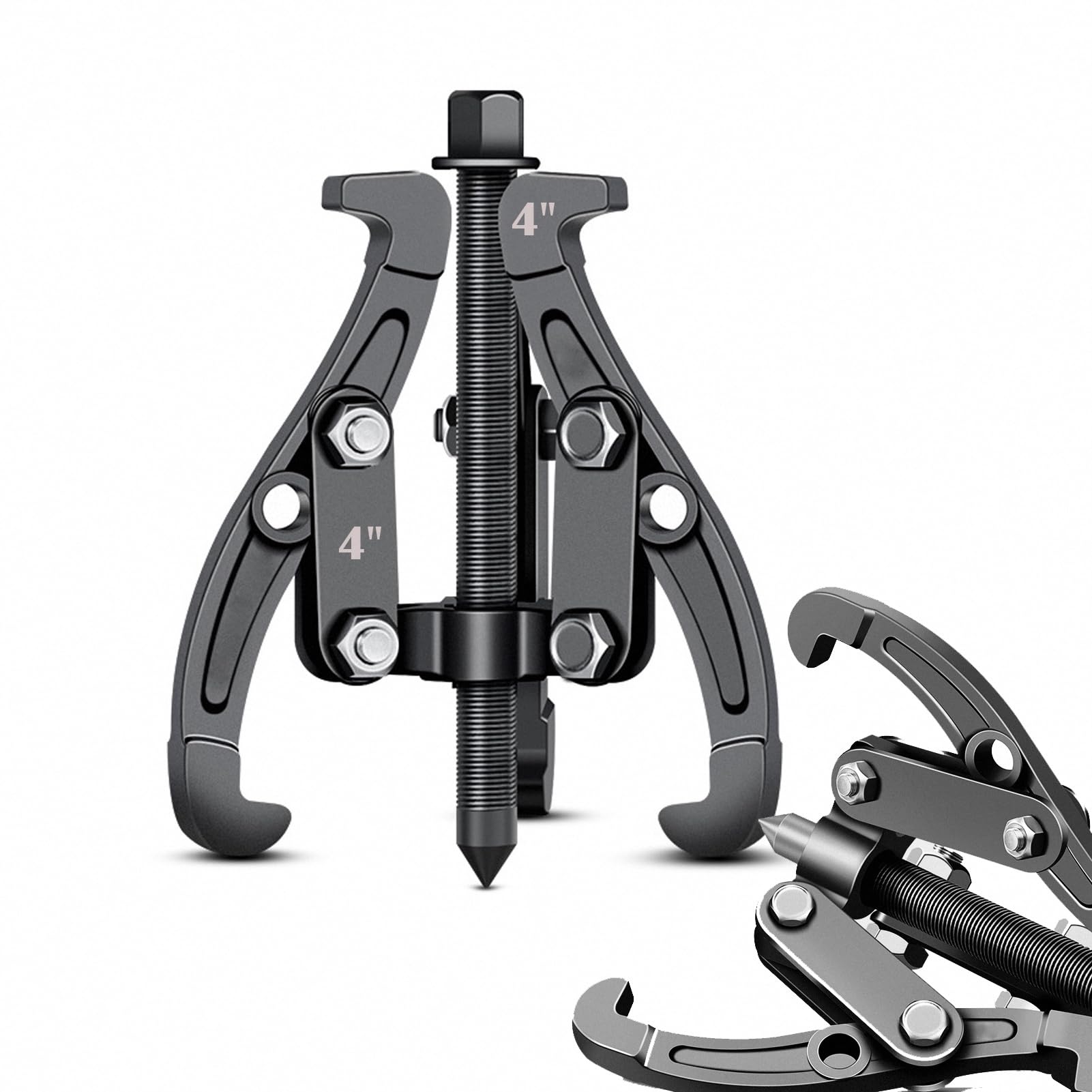 COOLOUS 4" Gear Puller,2 Jaw / 3 Jaw Puller with Reversible Jaws, Pulley Puller Removal Tool for Pulley Gear Bearing Flywheel, Bearing Puller Suitable for Automotive Repair and Industrial Maintenance